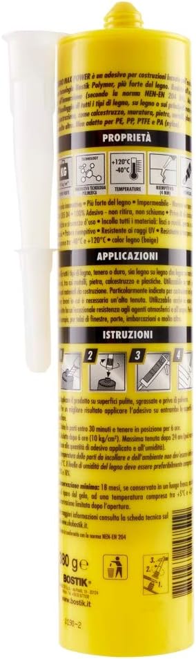 Thumbnail 2 de Bostik Legno Max Power: adesivo per legno impermeabile 380 g beige, senza poliuretani
