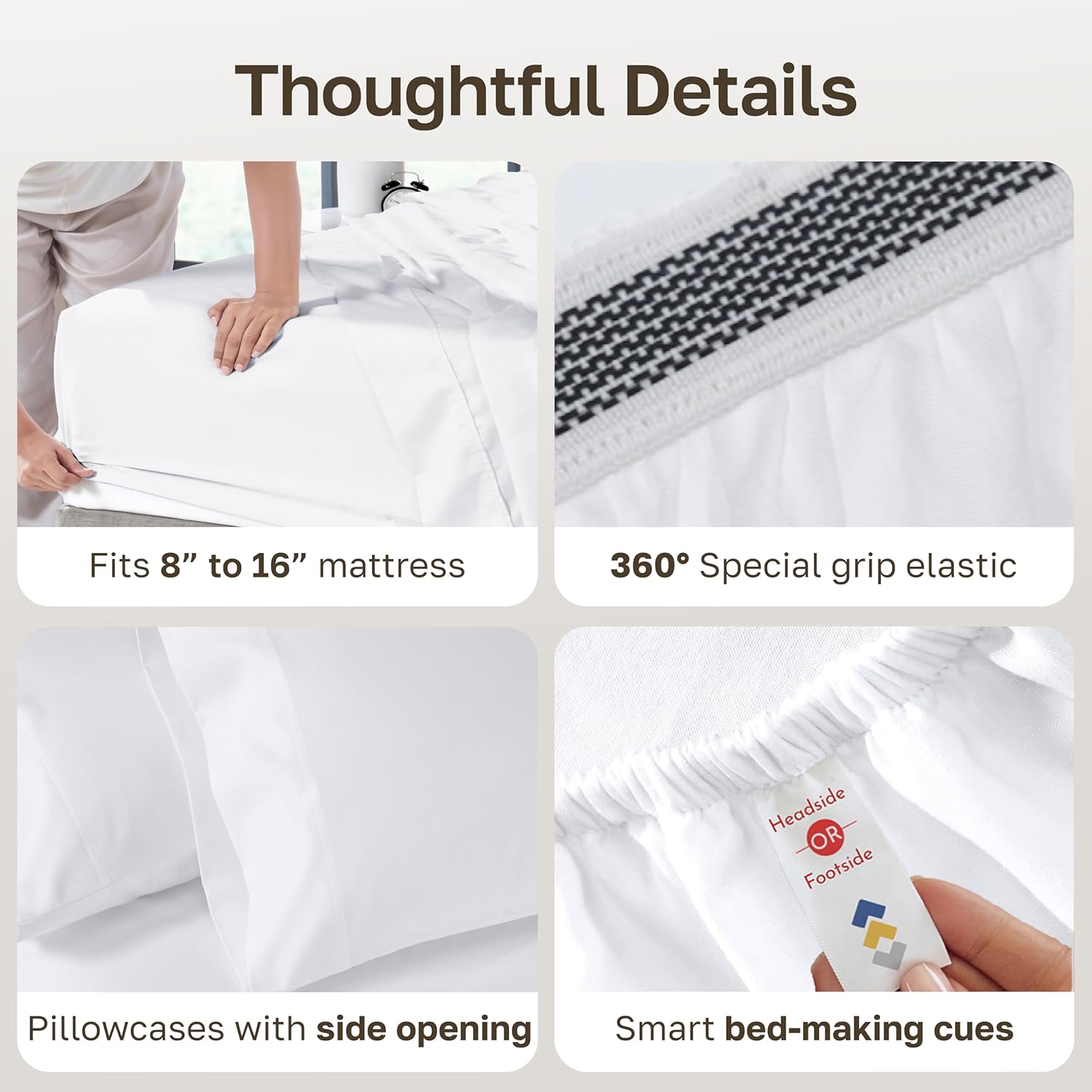 Thumbnail 4 de California Design Den Luxury 800-Thread-Count 100% Cotton Sateen Queen Sheet Set (Deep Pockets, White)
