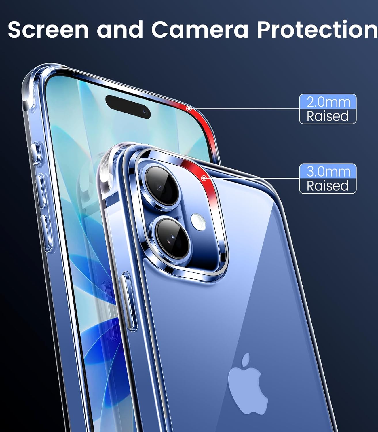 Detalle 2 de Mkeke Clear iPhone 17 Case — Not-Yellowing, Military-Grade Drop Protection