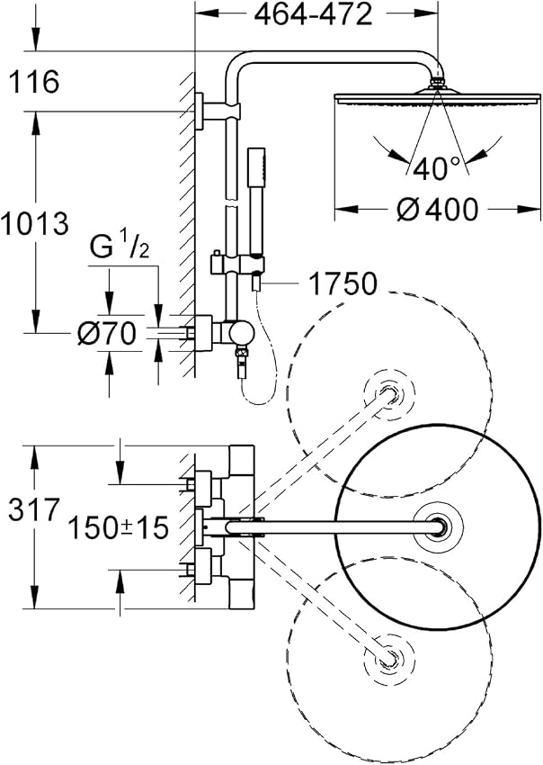 Detalle 2 de Grohe 27 174 001 Rainshower ducha 400 mm