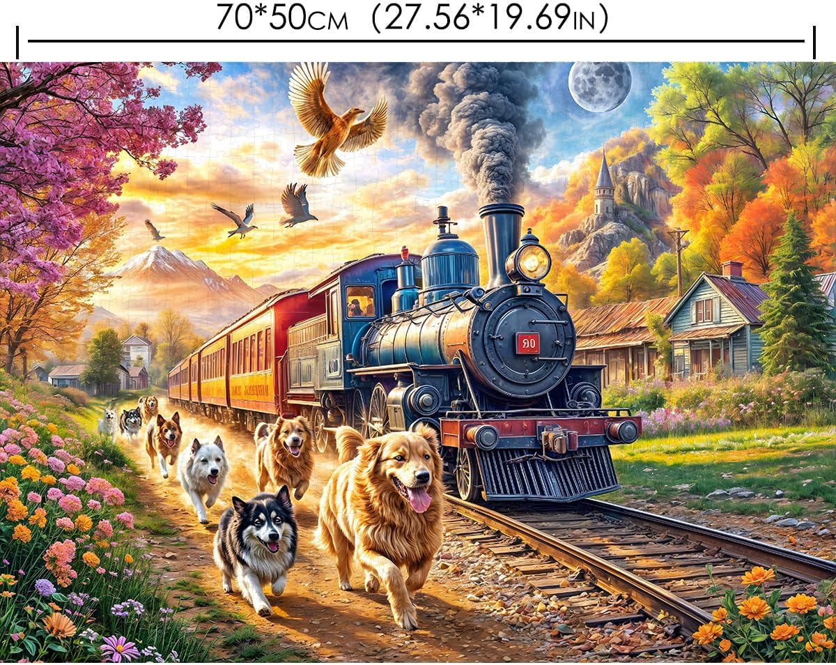 Thumbnail 3 de HUADADA 1000-Piece Jigsaw Puzzle for Adults — Happy Train, 70 x 50 cm