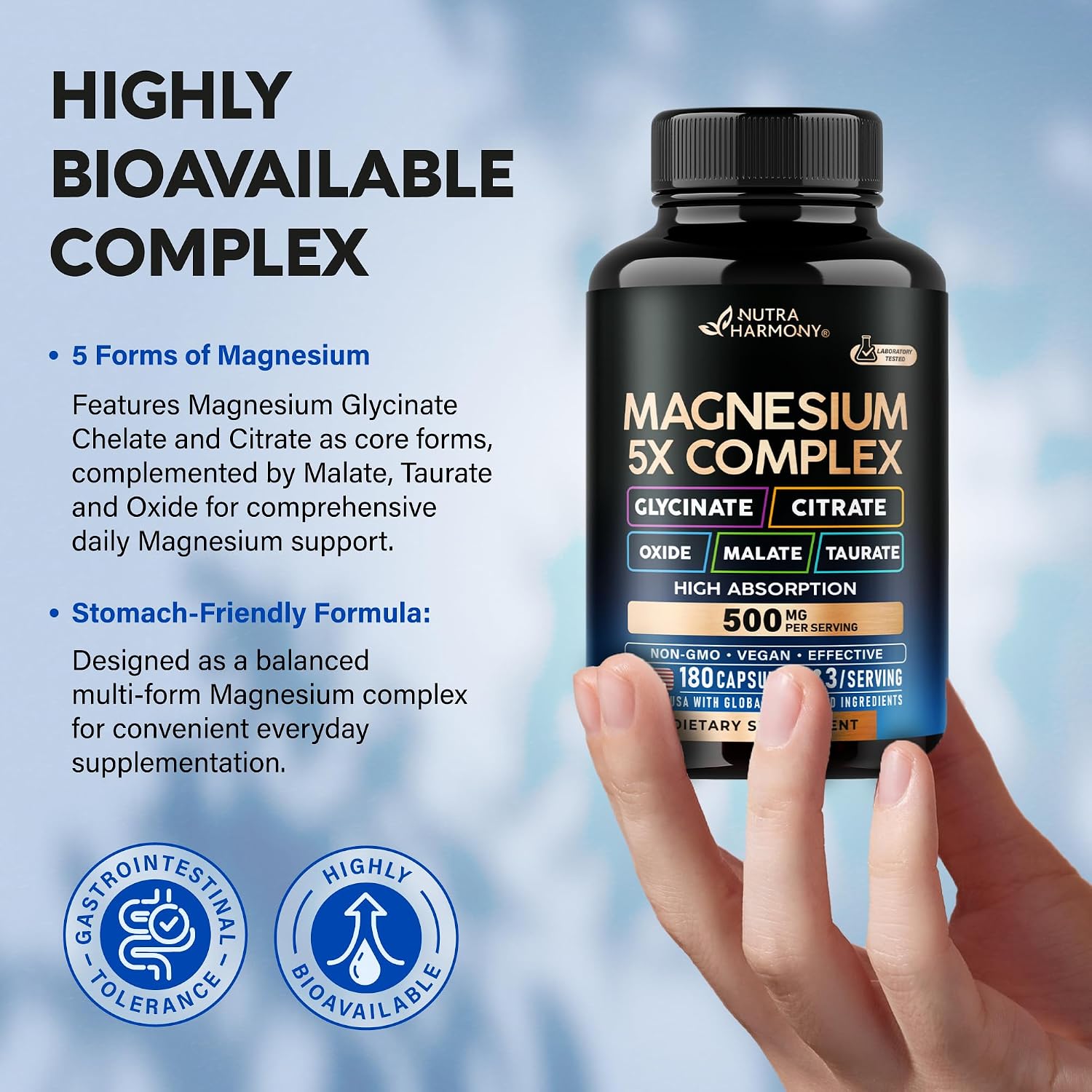 Detalle de NUTRAHARMONY NH-MGCMPLXCPS180 Magnesium Complex, 5 Forms, 180 Capsules