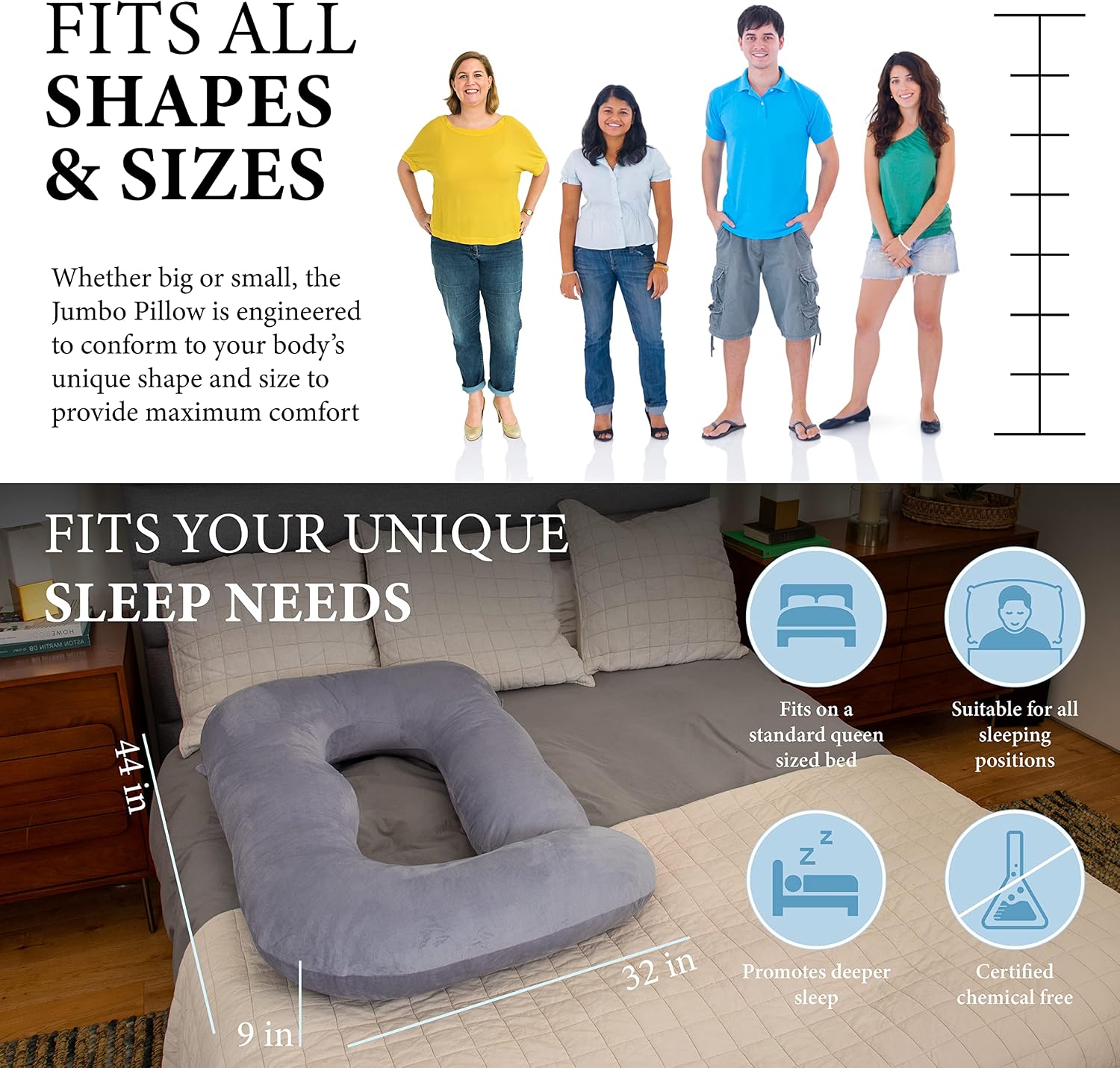 Thumbnail 4 de Maternidream U-Shaped Pregnancy Pillow with Plush Removable, Machine-Washable Cover