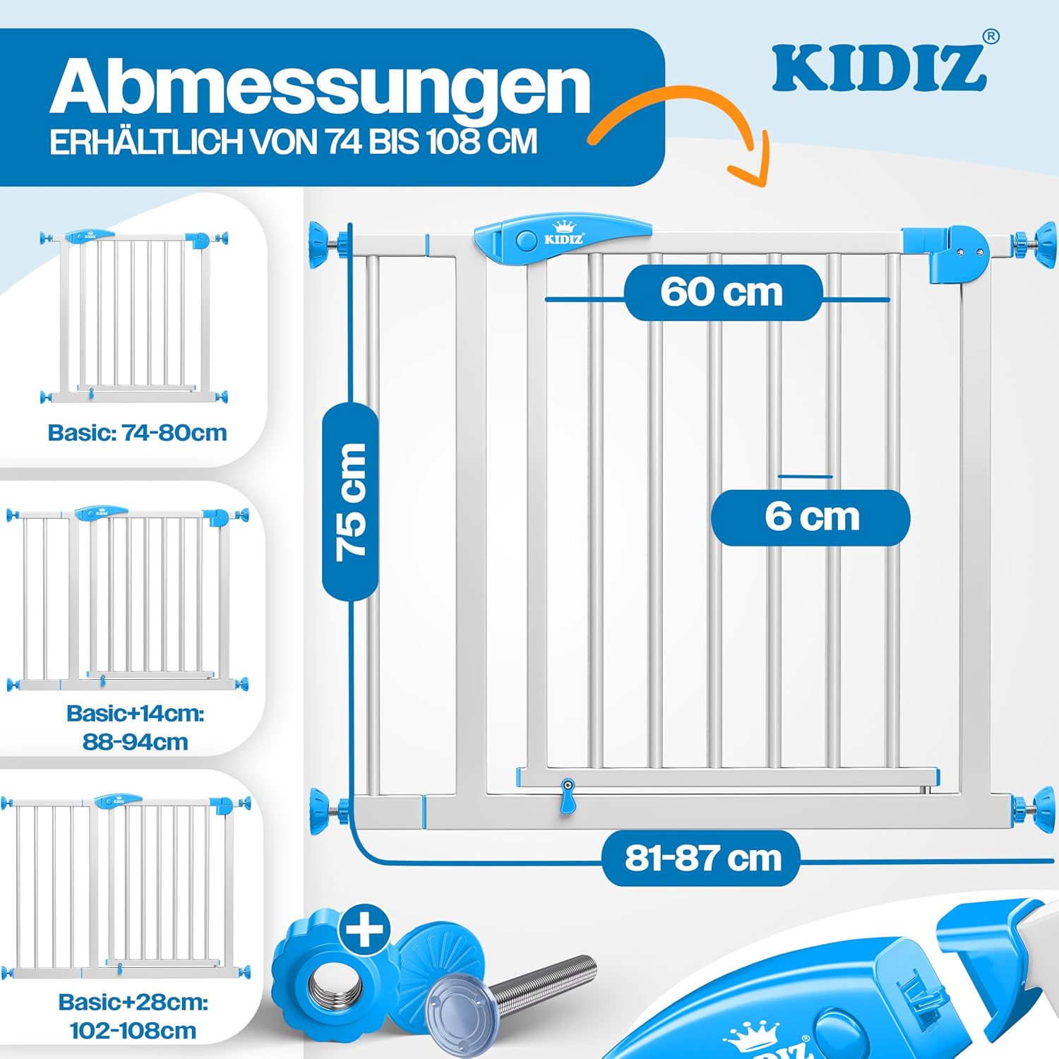 Thumbnail 1 de KIDIZ Treppenschutzgitter 81–87 cm 🚪