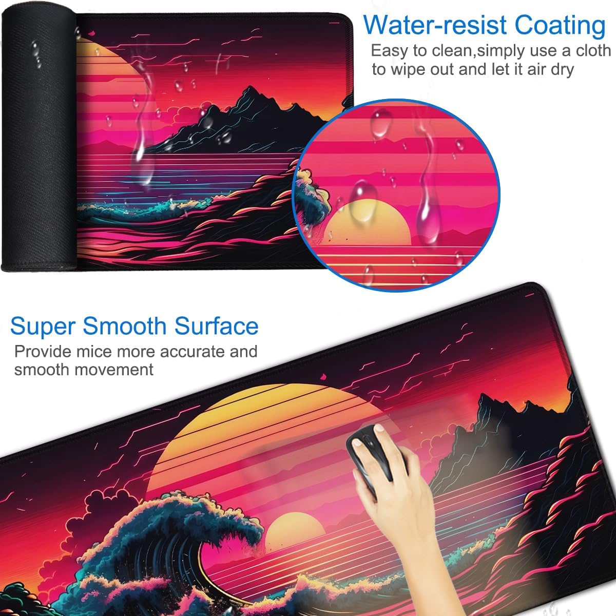 Detalle de Naukay Large Extended Mouse Pad, 31.5 x 15.7-Inch, Water-Resistant