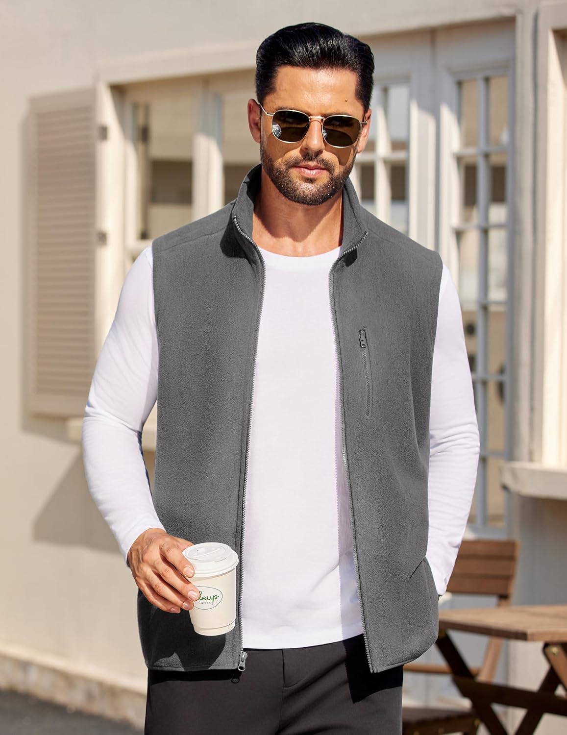 Detalle 2 de COOFANDY Men's Fleece Vest, Polyester