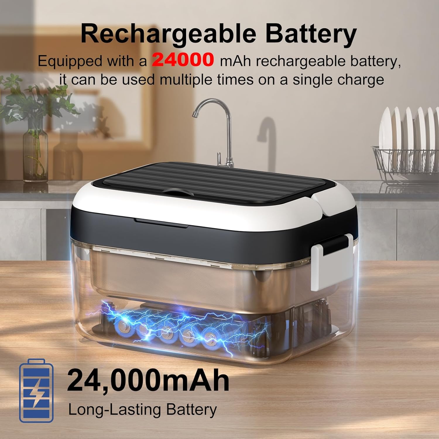 Detalle de EDCREATY Cordless Heated Lunch Box, 1.5 L, 100 W, Rechargeable
