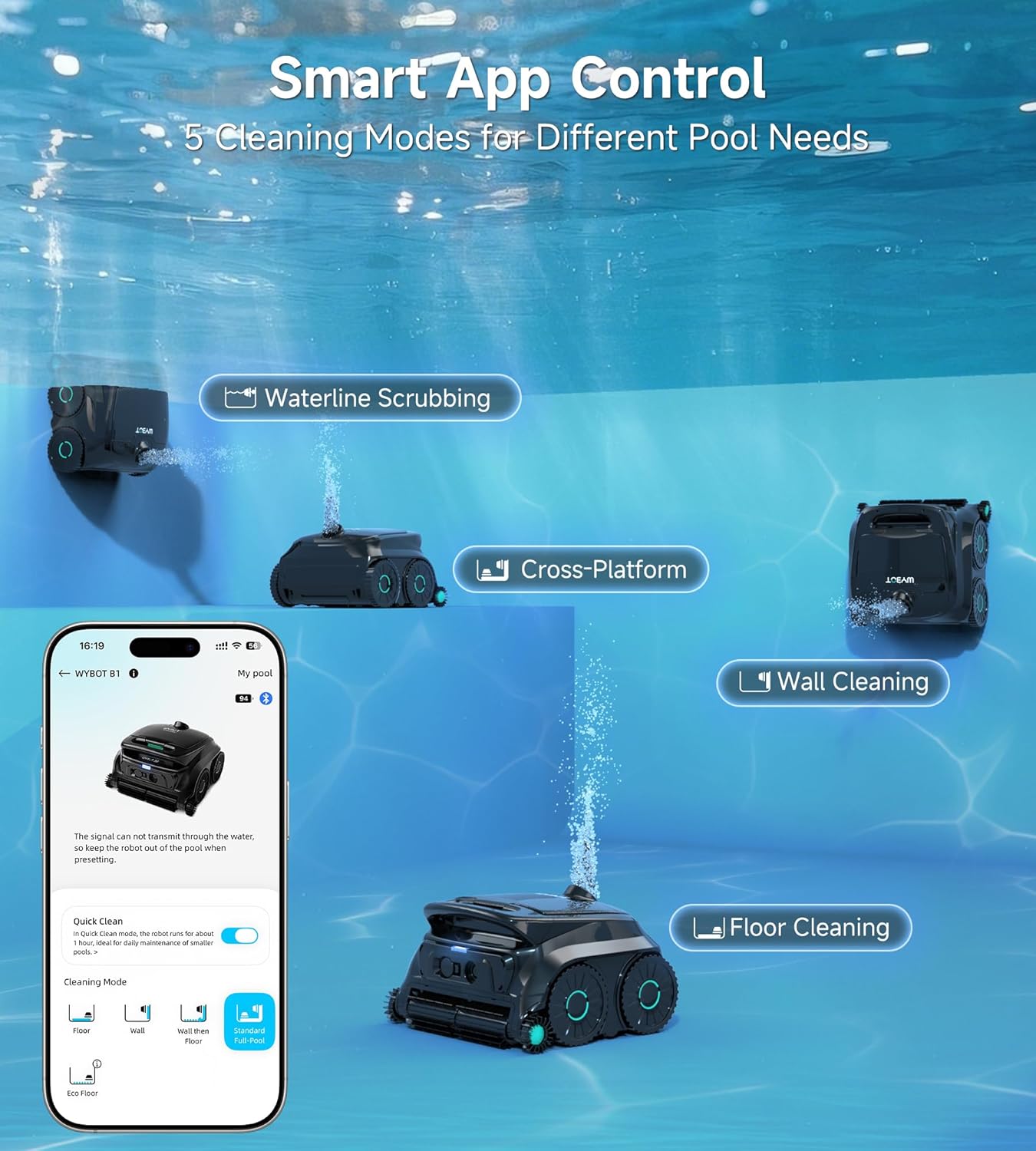 Detalle de WYBOT B1 Cordless Robotic Pool Vacuum for Inground Pools