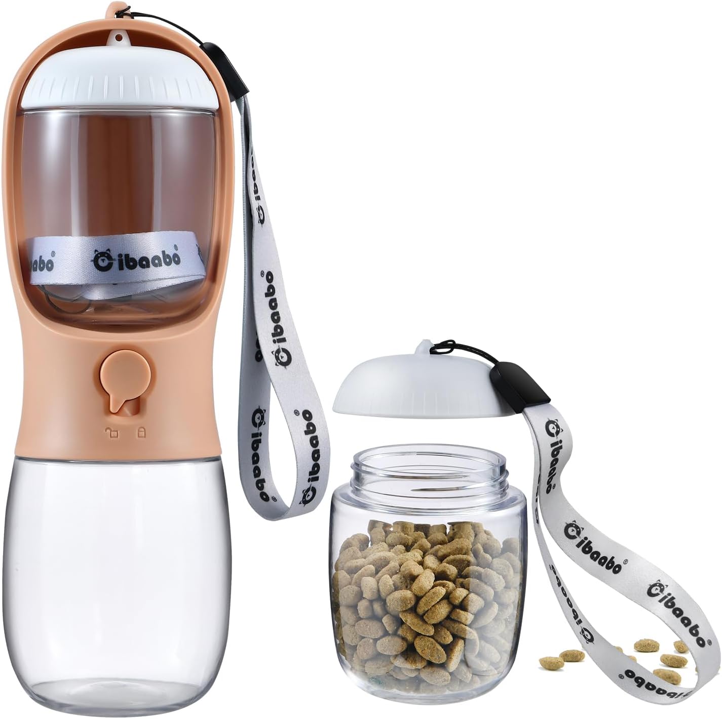 Detalle de Cibaabo Dog Water Bottle with Food Container: All-in-One Travel Hydration for Small and Large Dogs