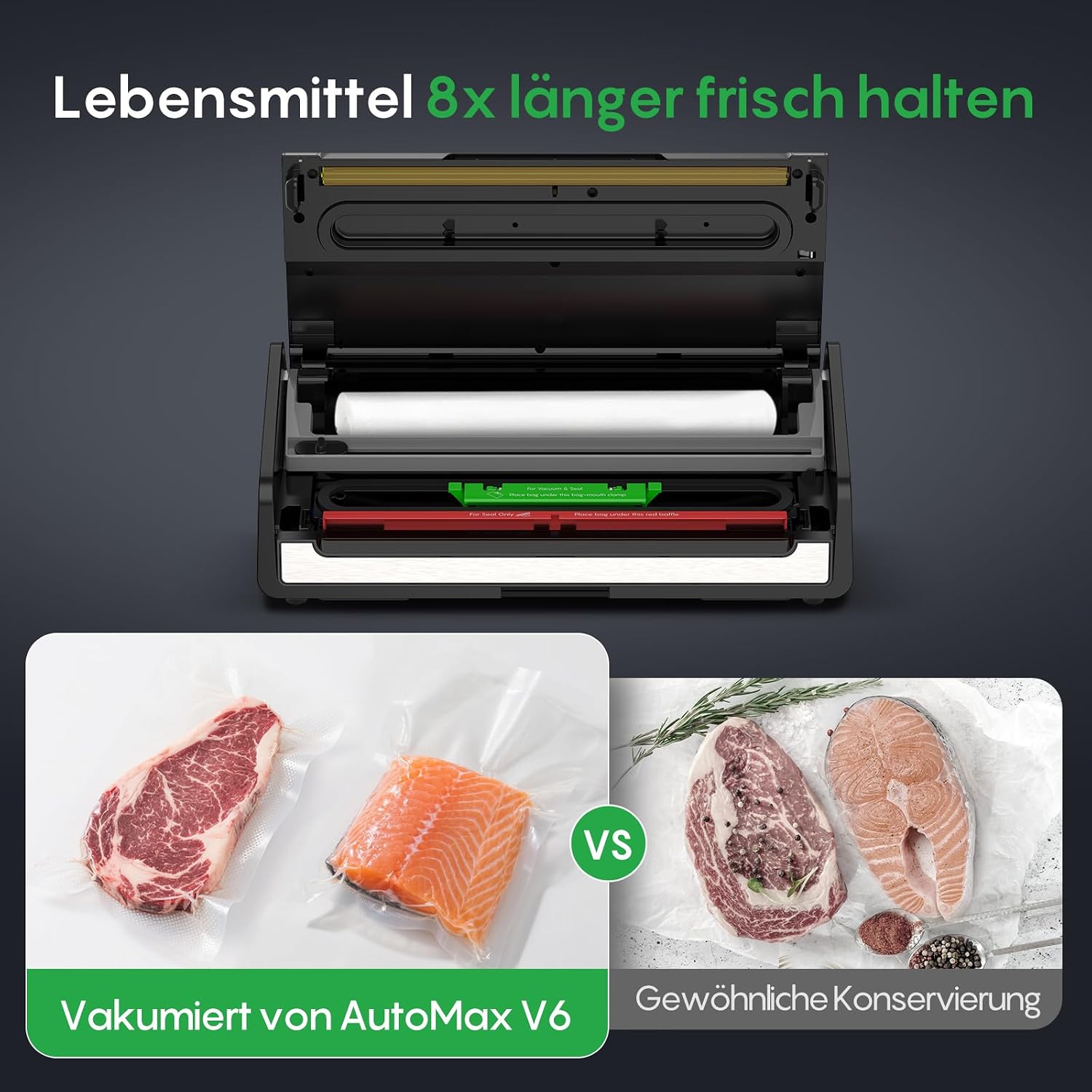 Detalle de FRESKO Automatische Vakuumiergerät – Automax V6 (140 W) mit doppelkammer-Design