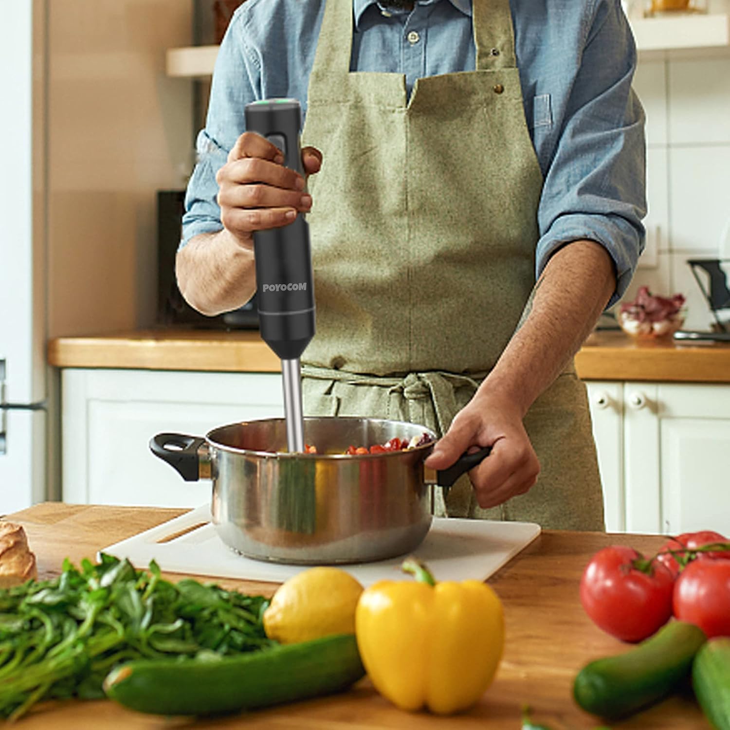 Thumbnail 6 de POYOCOM Cordless Variable Speed Hand Blender – Immersion Blender with Type-C Charge, 8" Blades & Egg Whisk