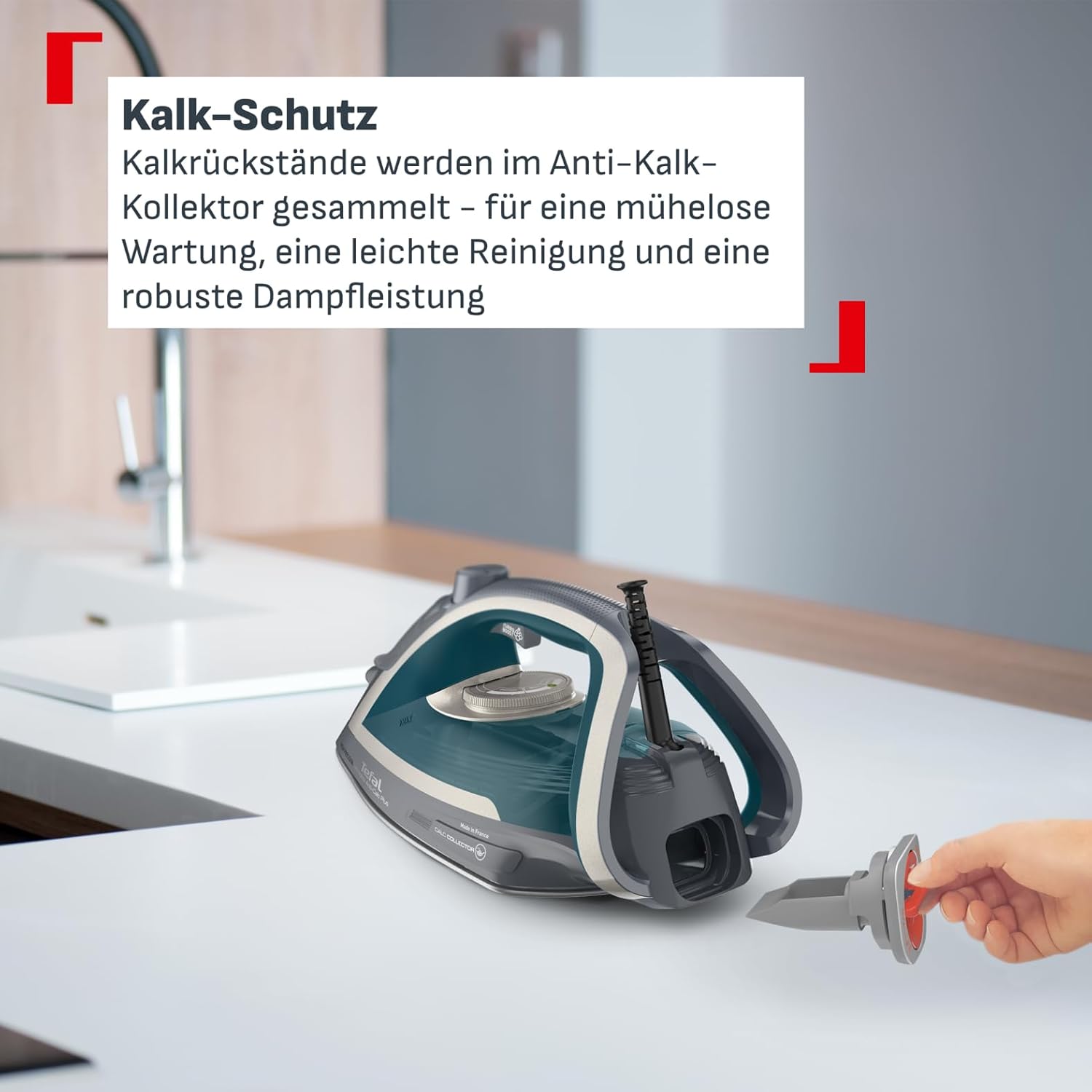 Detalle de Tefal Dampfbügeleisen Ultragliss Plus FV6842 – 2800 W mit abnehmbarem Kalk-Kollektor