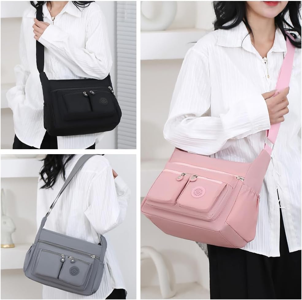 Detalle de Aucuu Sac Bandoulière Femme en Nylon — Multi-poches, Imperméable et Réglable