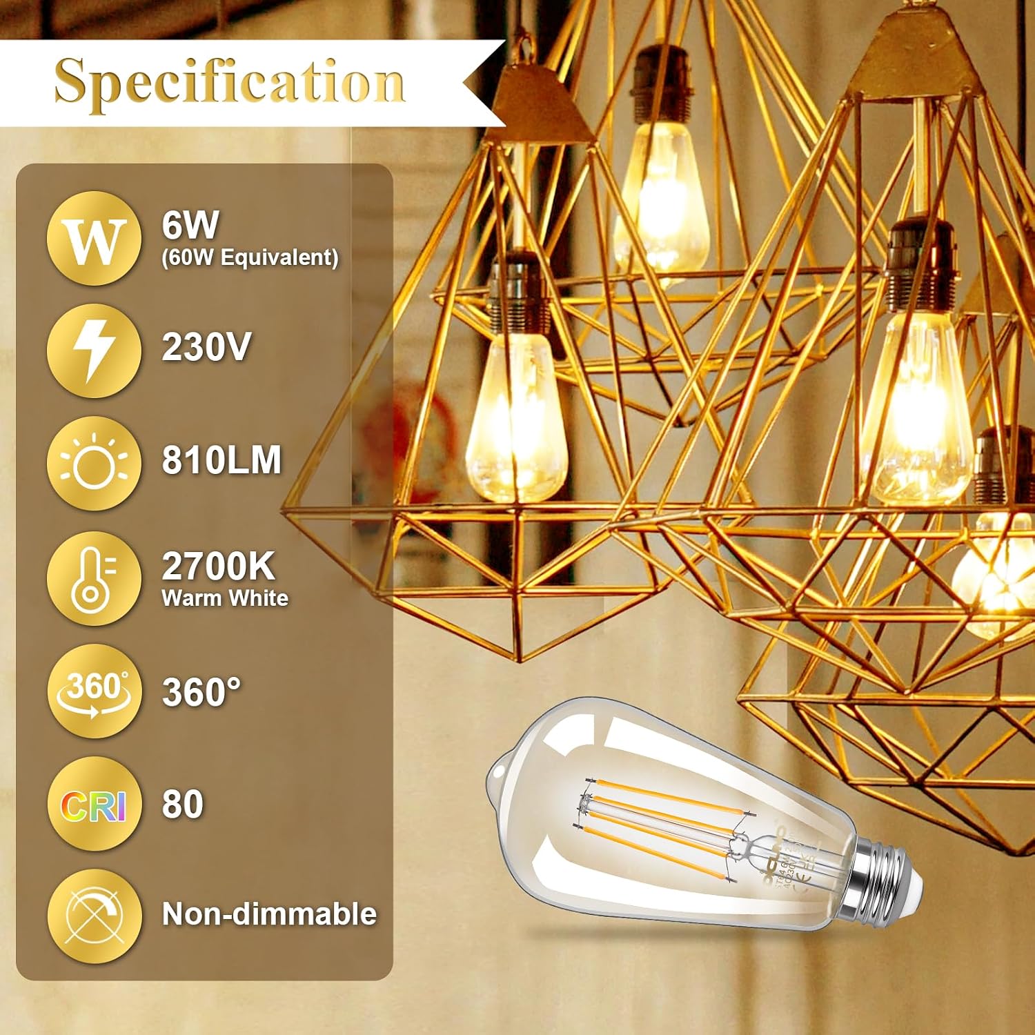 Thumbnail 2 de DiCUNO Vintage Edison LED Bulbs ST64