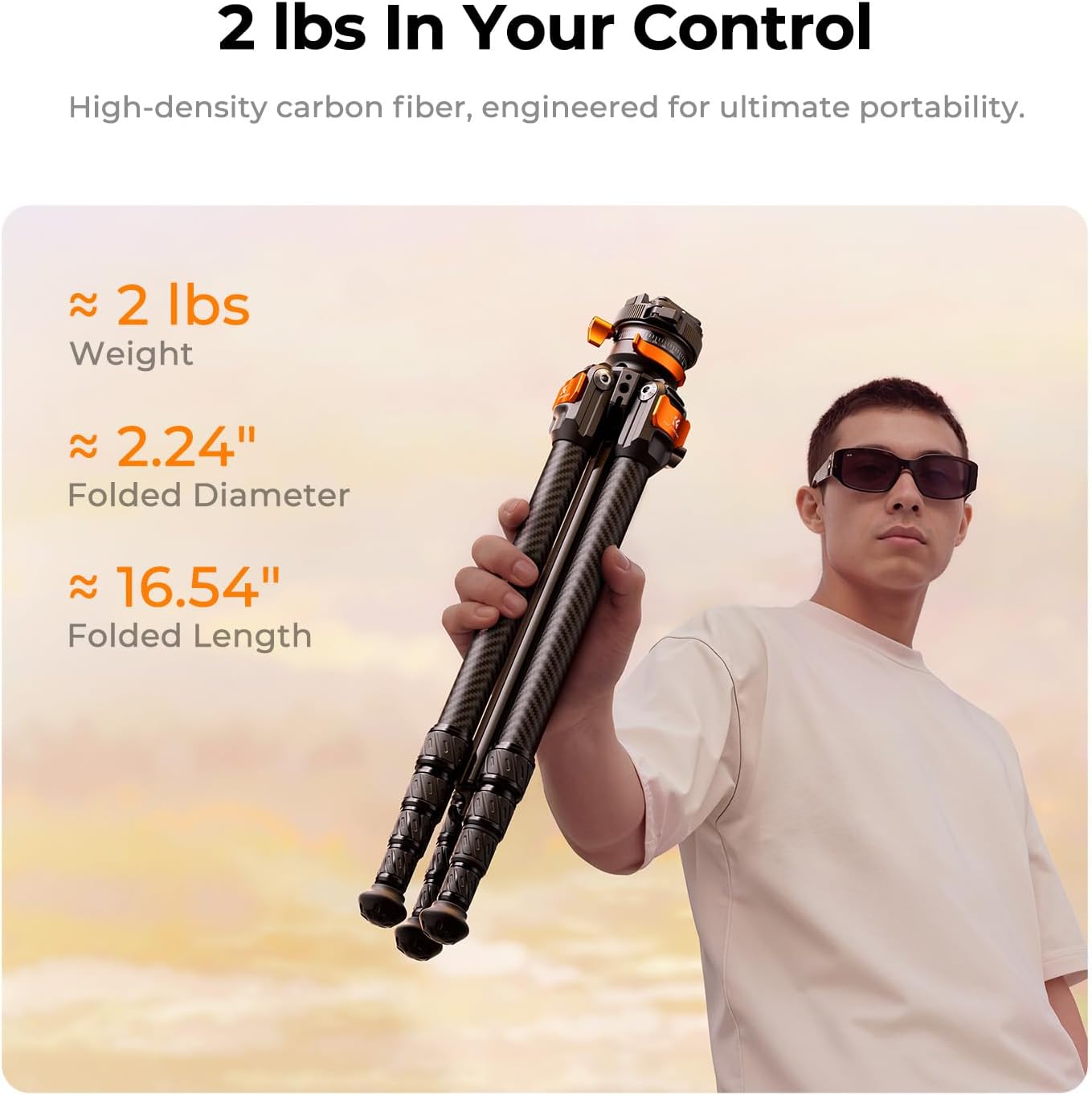 Detalle de K&F CONCEPT 60"/153cm Carbon Fibre Tripod for Camera with 360° Panorama Head