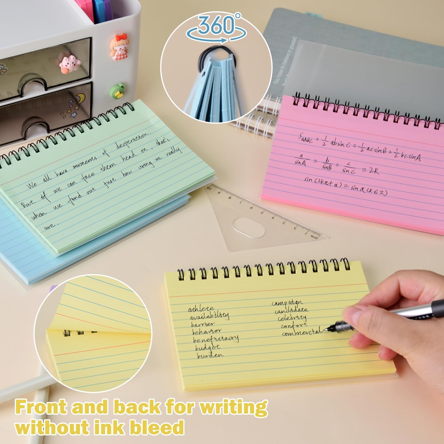 Thumbnail 2 de Vakki A6 Flash Cards (200 PCS) Revision Index Papers, spiral ruled cue notepaper