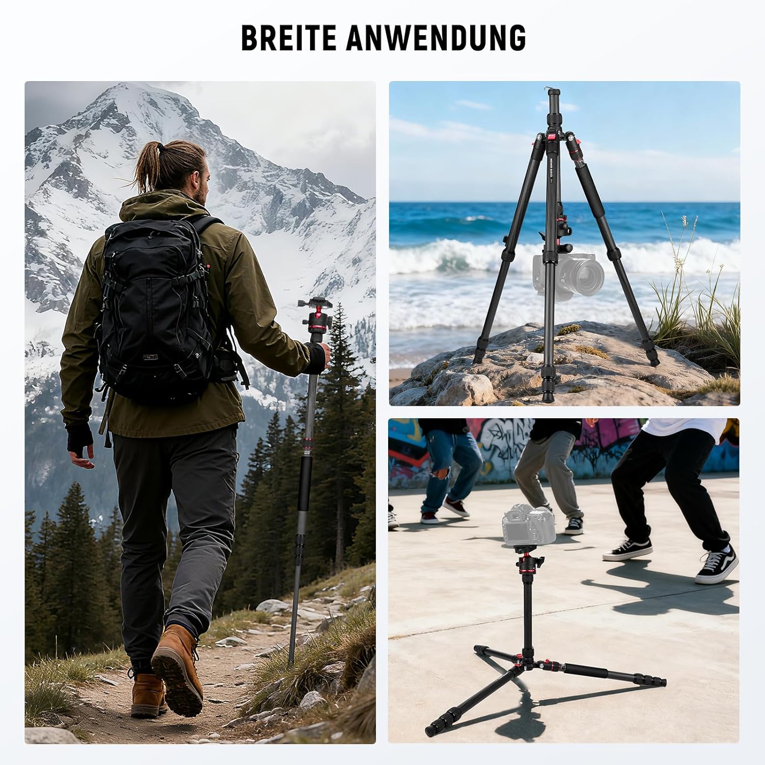 Thumbnail 6 de NEEWER Basics Carbonfaser Reisestativ Einbeinstativ 64" – kompakt, leicht, kompatibel mit Smartphone und DSLR