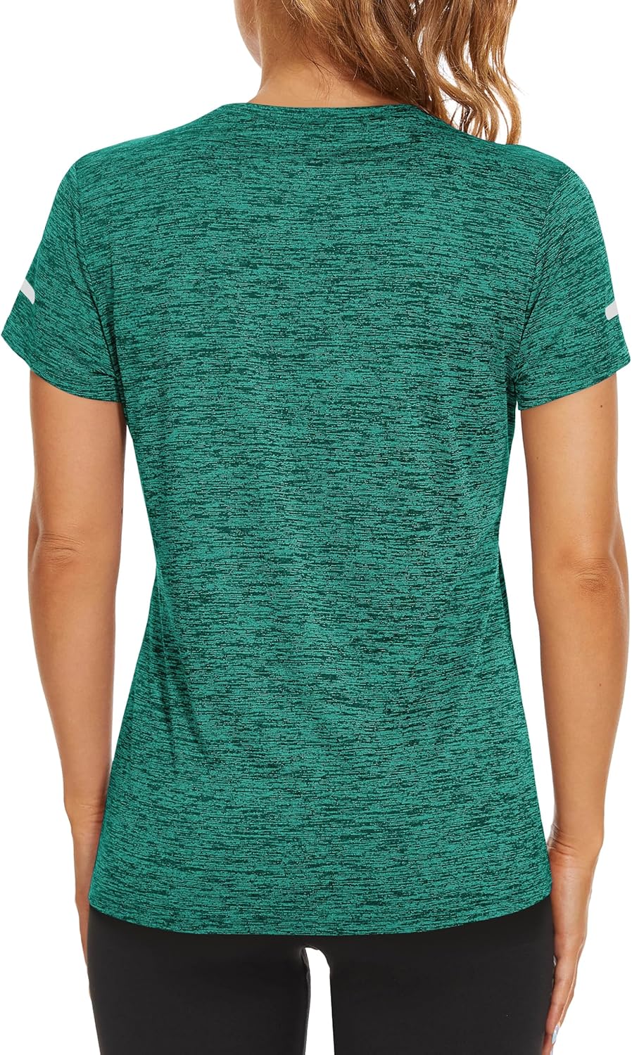 Thumbnail 1 de TACVASEN Damen Meliertes Sport-T-Shirt Kurzarm – Laufshirt Rundhals, Reflektierende Streifen, Leicht & Atmungsaktiv