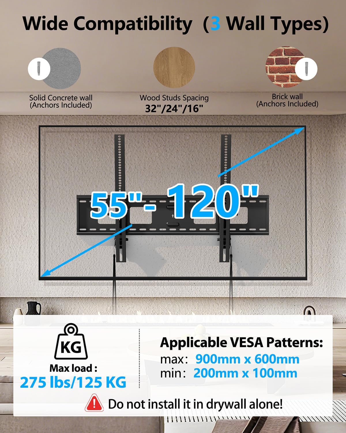 Detalle de FORGING MOUNT Heavy Duty Tilting TV Wall Mount for 47-120" TVs
