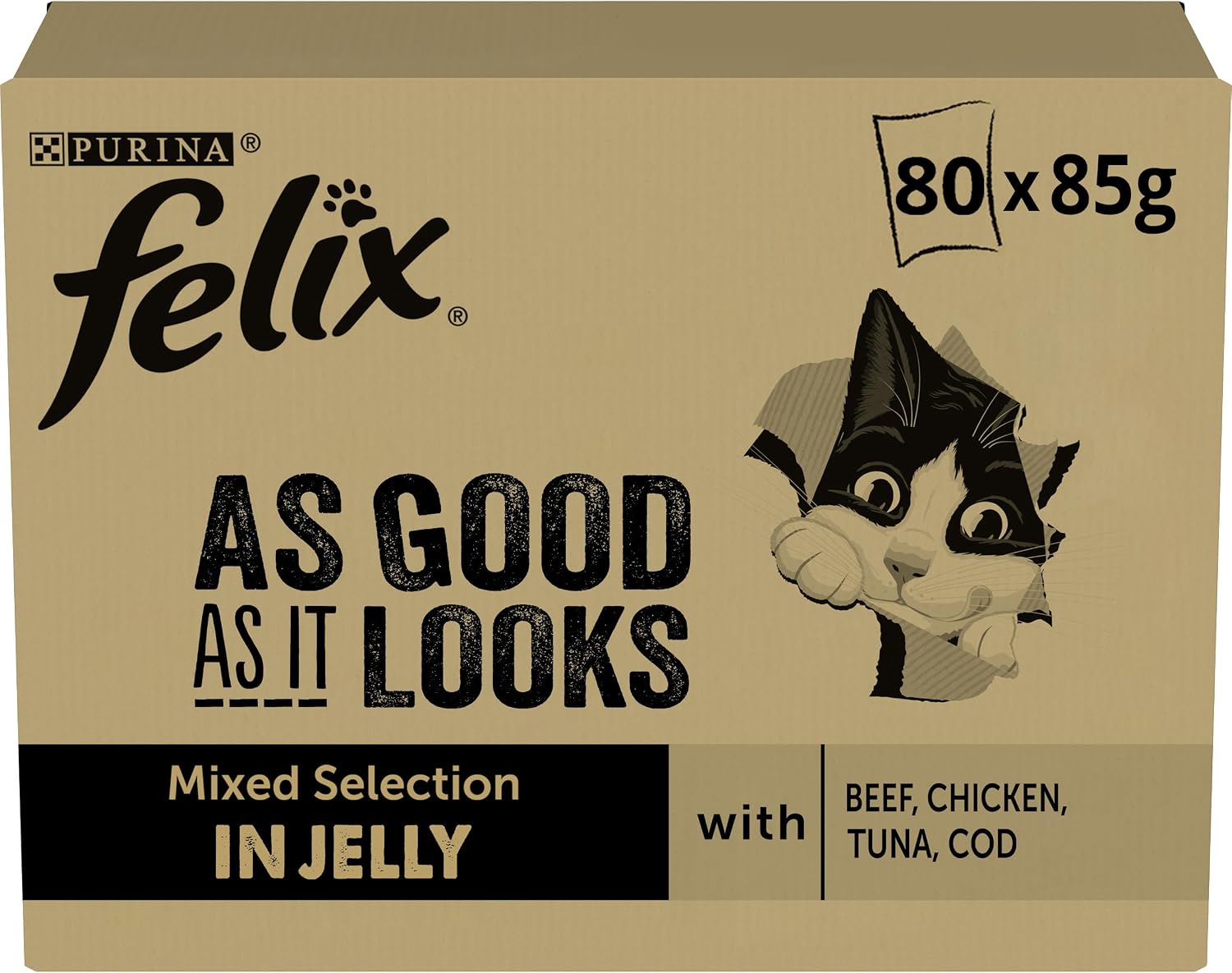 Detalle de FELIX Tendres Effilés en gelée 80x85g 🐱