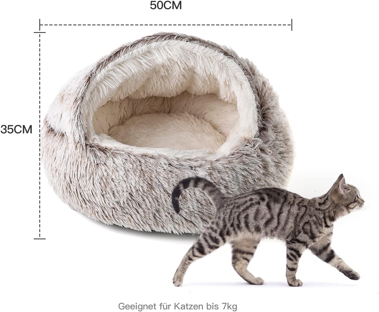 Thumbnail 6 de CATISM Katzenbett Flauschig Katzendecke 50 cm – halbgeschlossenes Zelt für Katzen