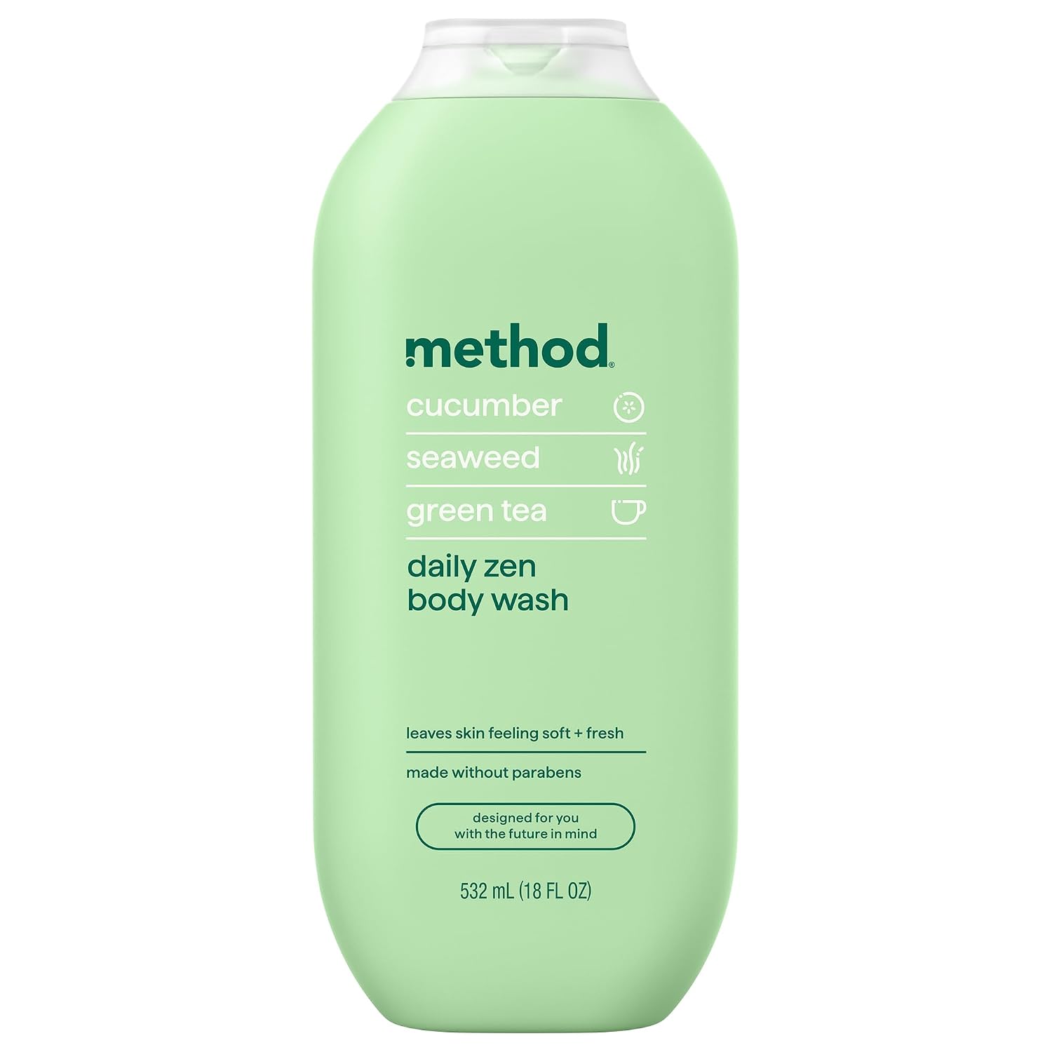 Detalle de Method Daily Zen Body Wash, 18 fl oz, with Cucumber, Seaweed & Green Tea