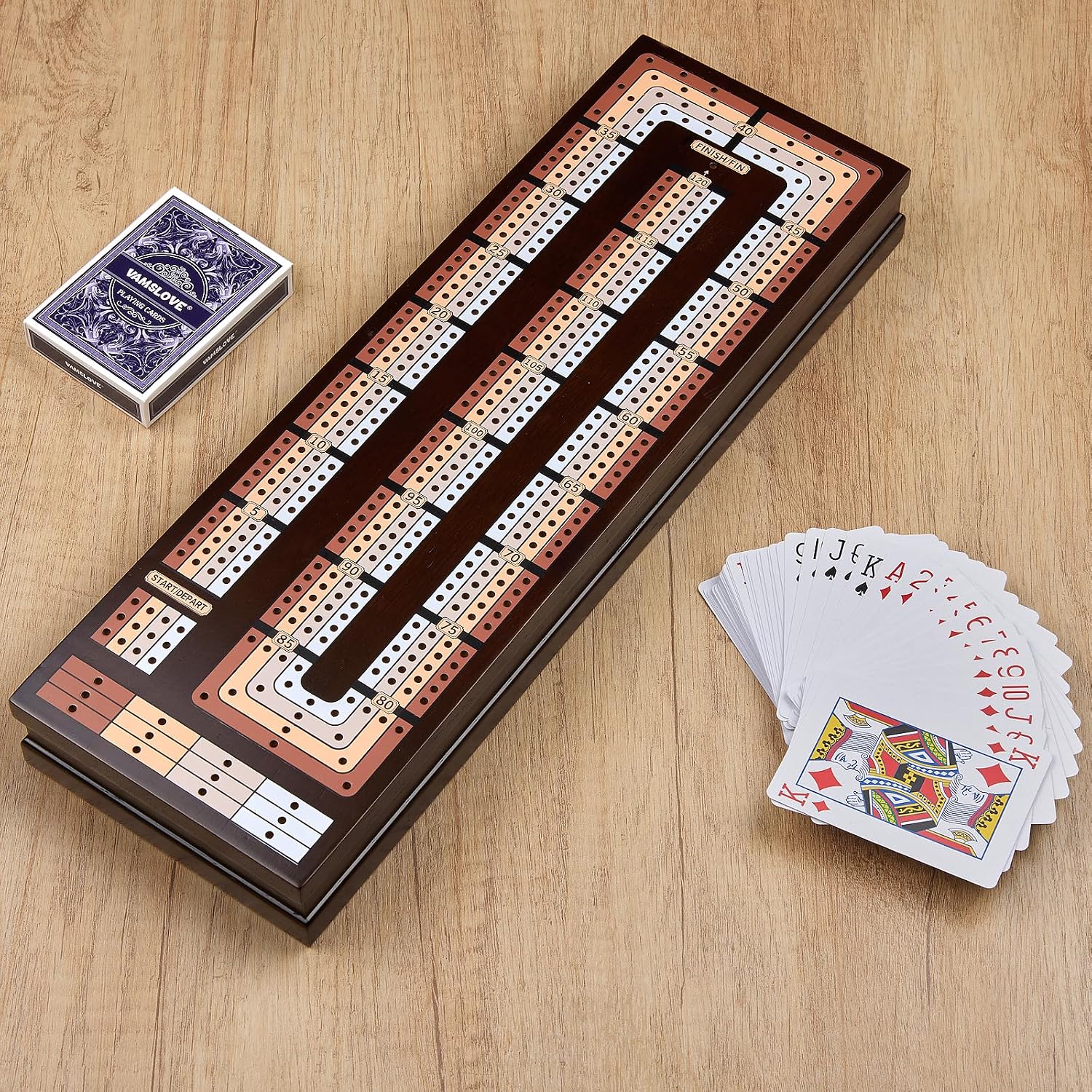 Thumbnail 6 de VAMSLOVE Upgraded Wooden 4-Track Cribbage Board Game with Magnetic Scoreboard