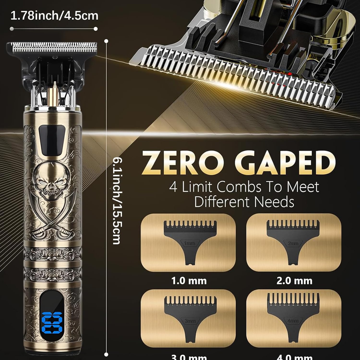 Thumbnail 3 de XkuiHF Tondeuse cheveux et barbe IPX7 rechargeable USB, 4 peignes (1,5–4 mm) et lame à bord précis