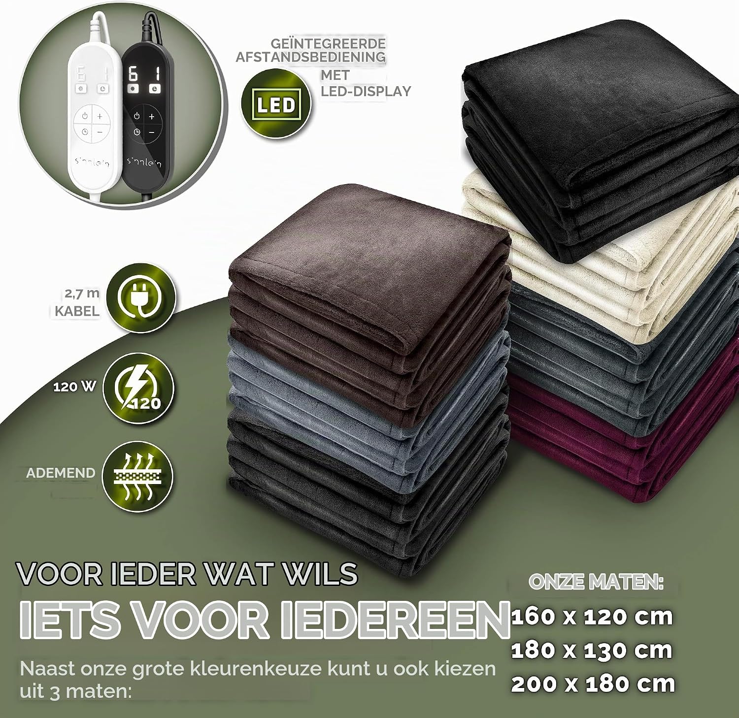 Thumbnail 6 de sinnlein 915 warmtedeken van pluche, 160 x 120 cm, crème, 9 warmtestanden
