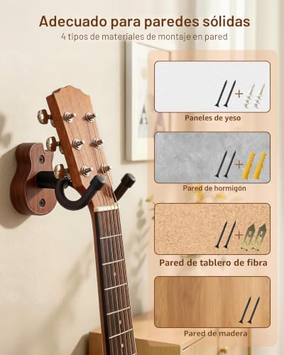 Detalle de New Bee Soporte de Guitarra de Pared con Gancho en U y Base de ABS