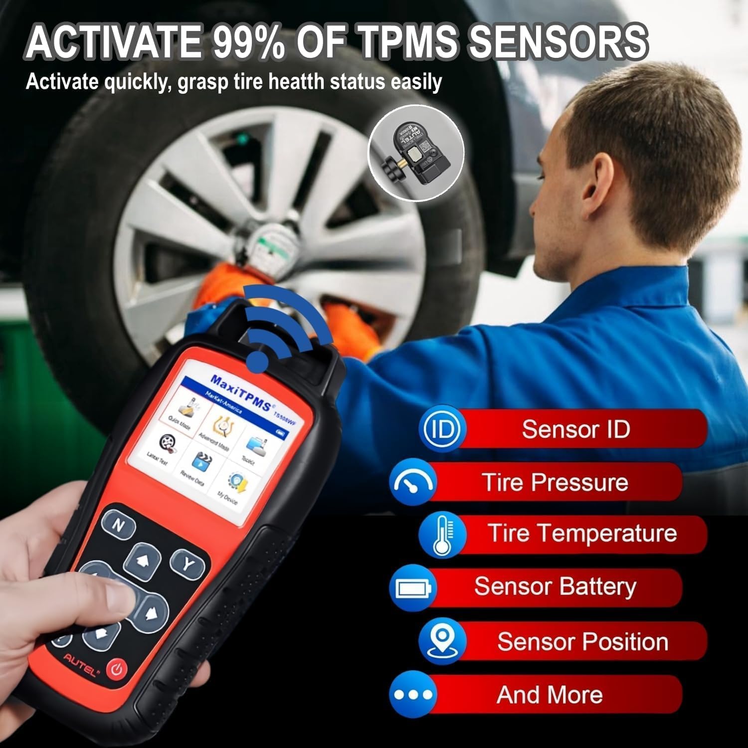 Thumbnail 3 de Autel MaxiTPMS TS508WF TPMS Relearn Tool: Dual-Mode Relearn, Autel MX-Sensor Programming, Free Lifetime Updates