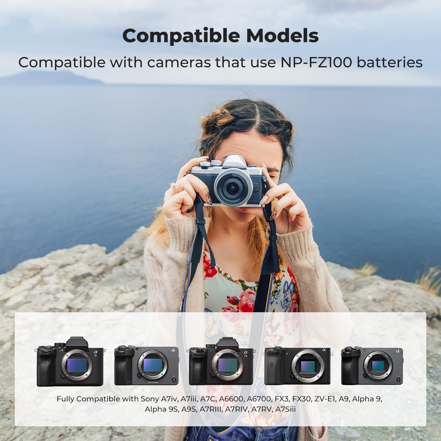 Detalle de K&F CONCEPT 2-Pack NP-FZ100 Battery (2600mAh) with USB-C Fast Charge for Sony Cameras