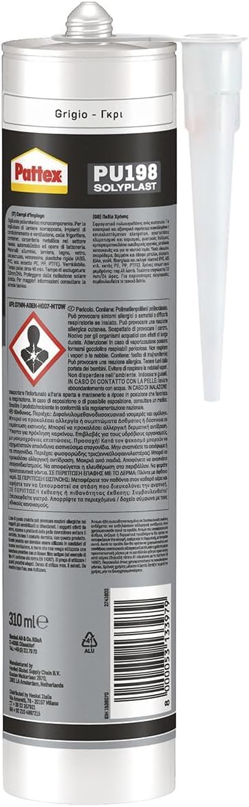 Detalle 2 de Pattex PU 198: Sigillante poliuretanico verniciabile ad alta elasticità da 310 ml per carrozzeria auto e barche