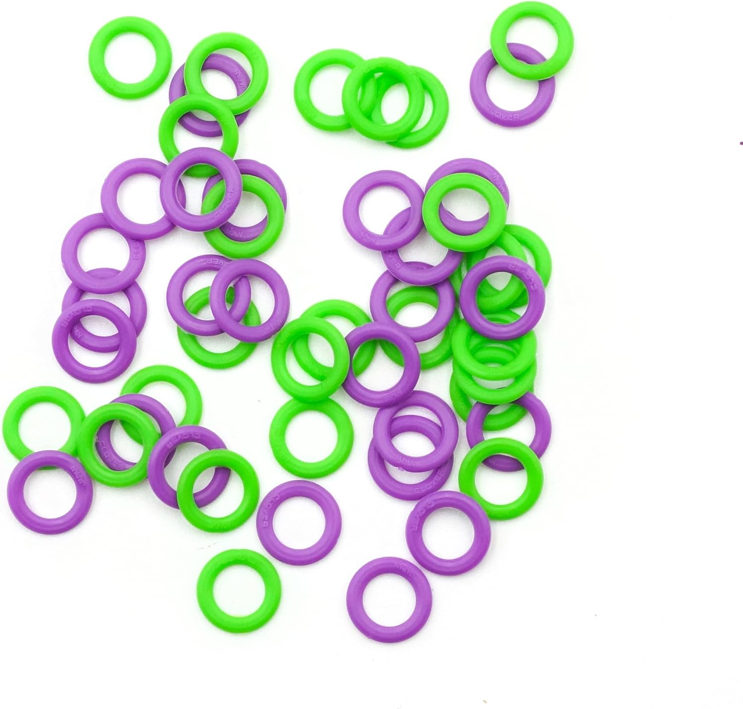 Thumbnail 2 de Clover Soft Stitch Ring Markers Violet/Vert – lots de 10 petits et 20 grands anneaux