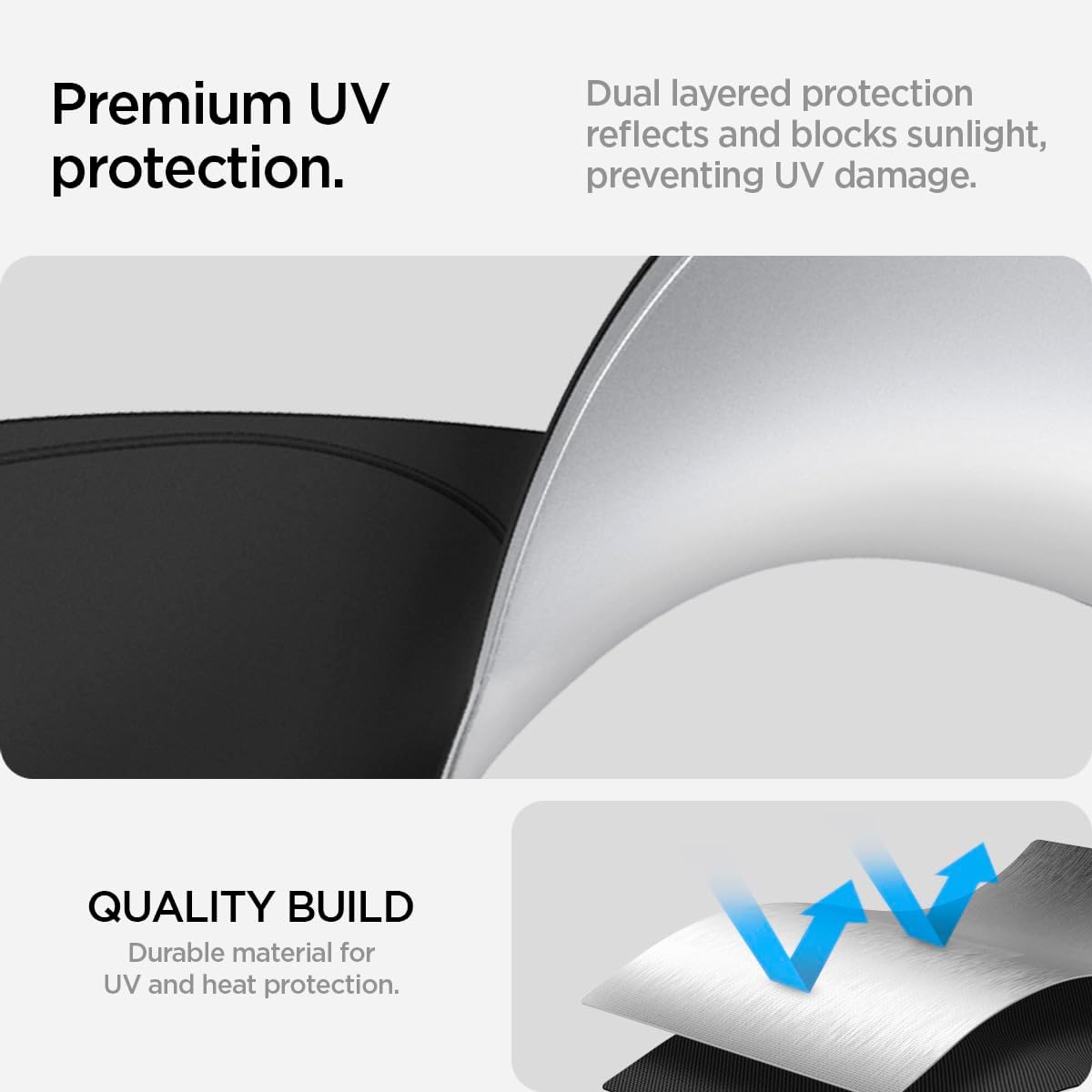 Detalle de Spigen Tesla Model X CryoShade pare-soleil pliable pare-brise avant avec triple revêtement anti-UV