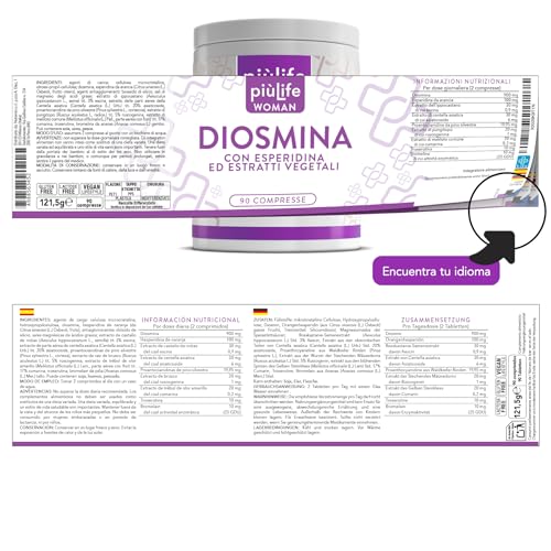 Detalle 2 de Diosmina Hesperidina PiùLife 1000 mg – 90 comprimidos