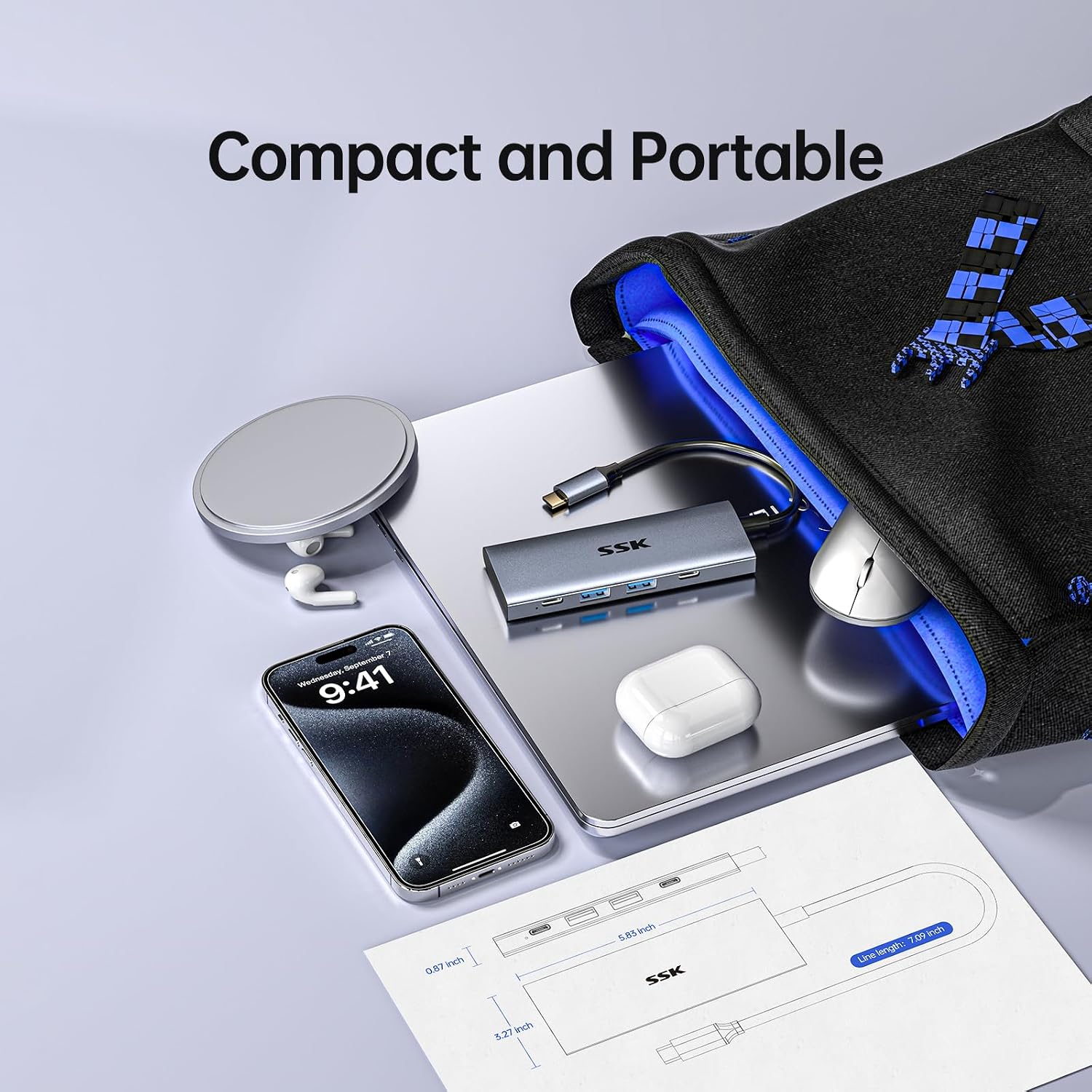 Thumbnail 6 de SSK Hub USB‑C 4 en 1 10 Gbps — station d’accueil compacte pour Mac et PC
