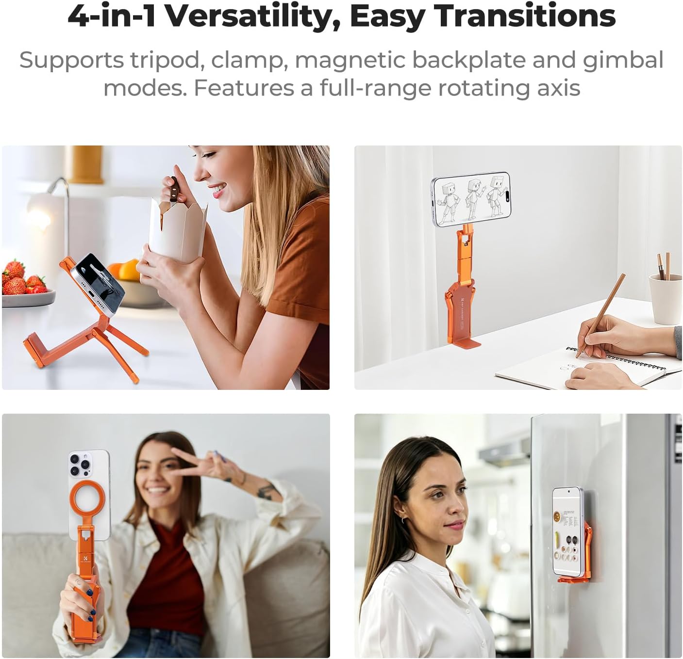 Detalle 2 de K&F CONCEPT Magnetic Phone Tripod, Orange