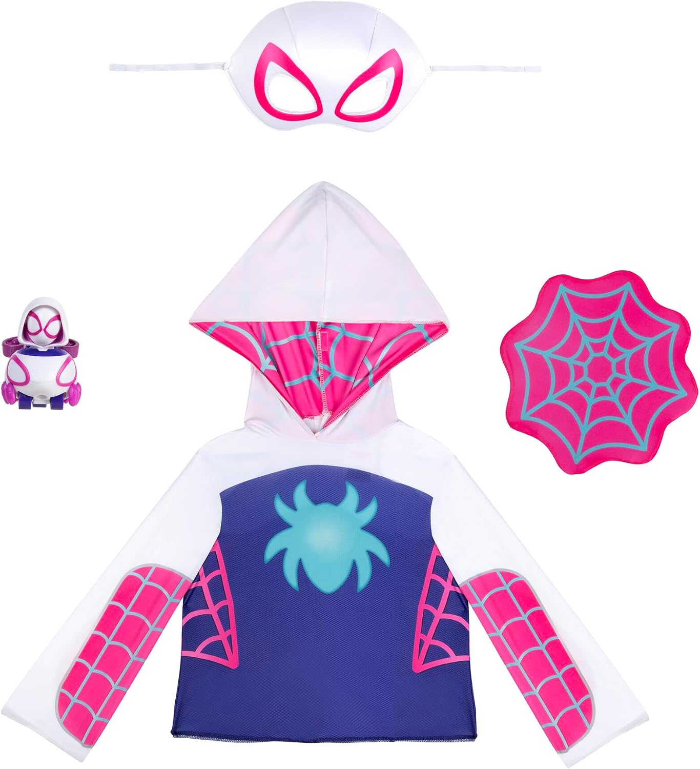 Detalle de Jazwares Costume Play Marvel Ghost Spider Toddler Dress-Up Set, 3T-4T