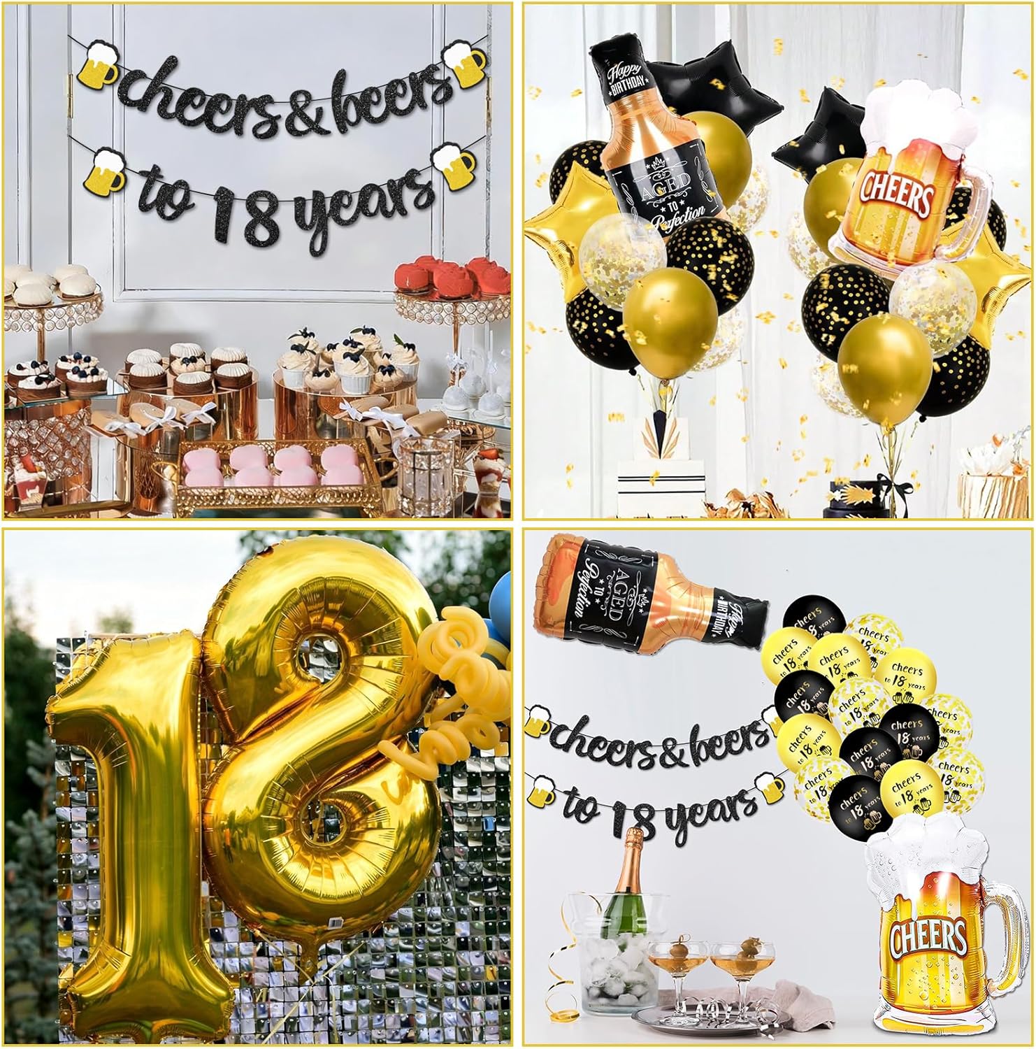 Thumbnail 5 de 18th Birthday Decorations for Boys – 18 Happy Birthday kit with cheer banner, number 18 balloon & confetti balloons