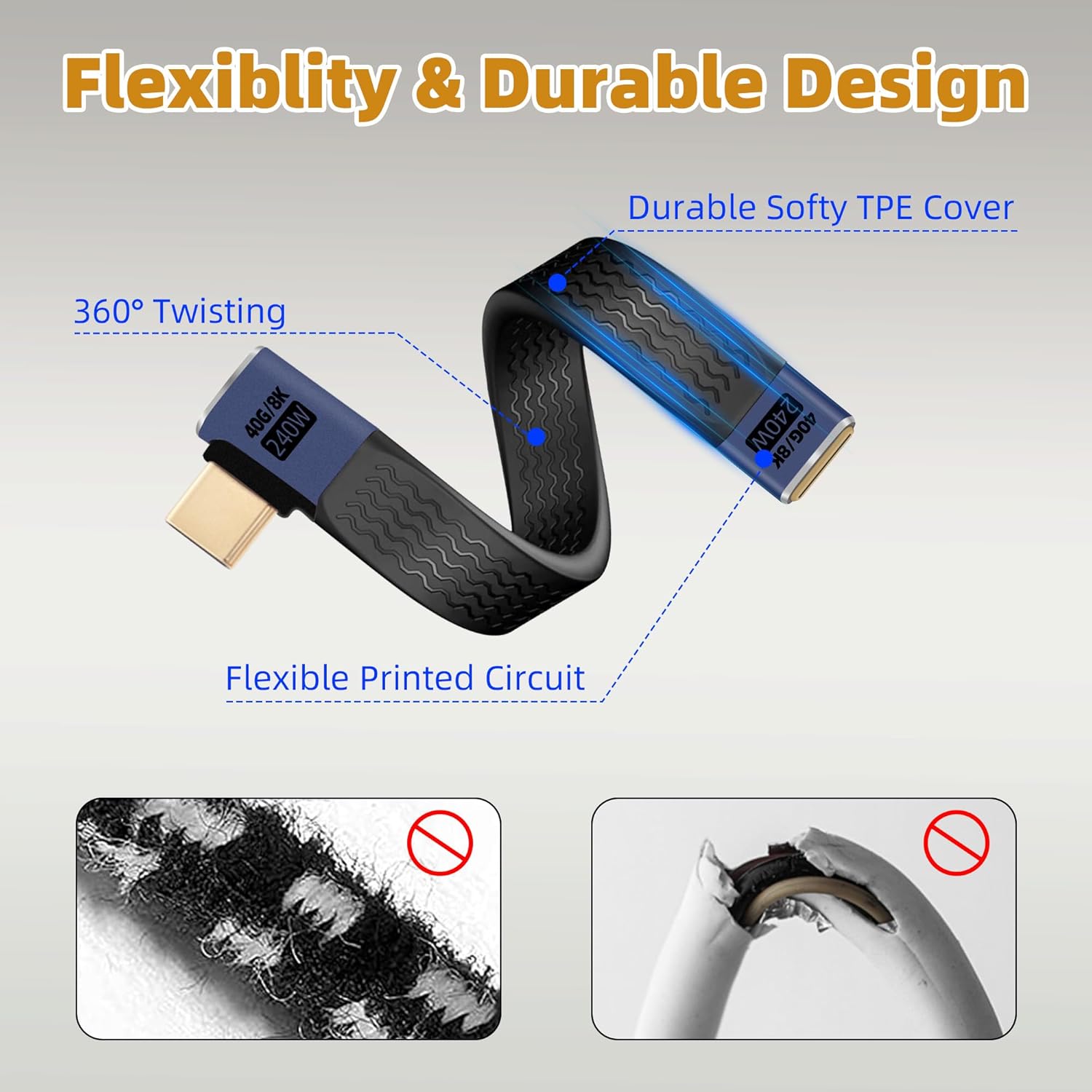 Thumbnail 5 de RIIEYOCA PD240W USB C extension cable 40Gbps