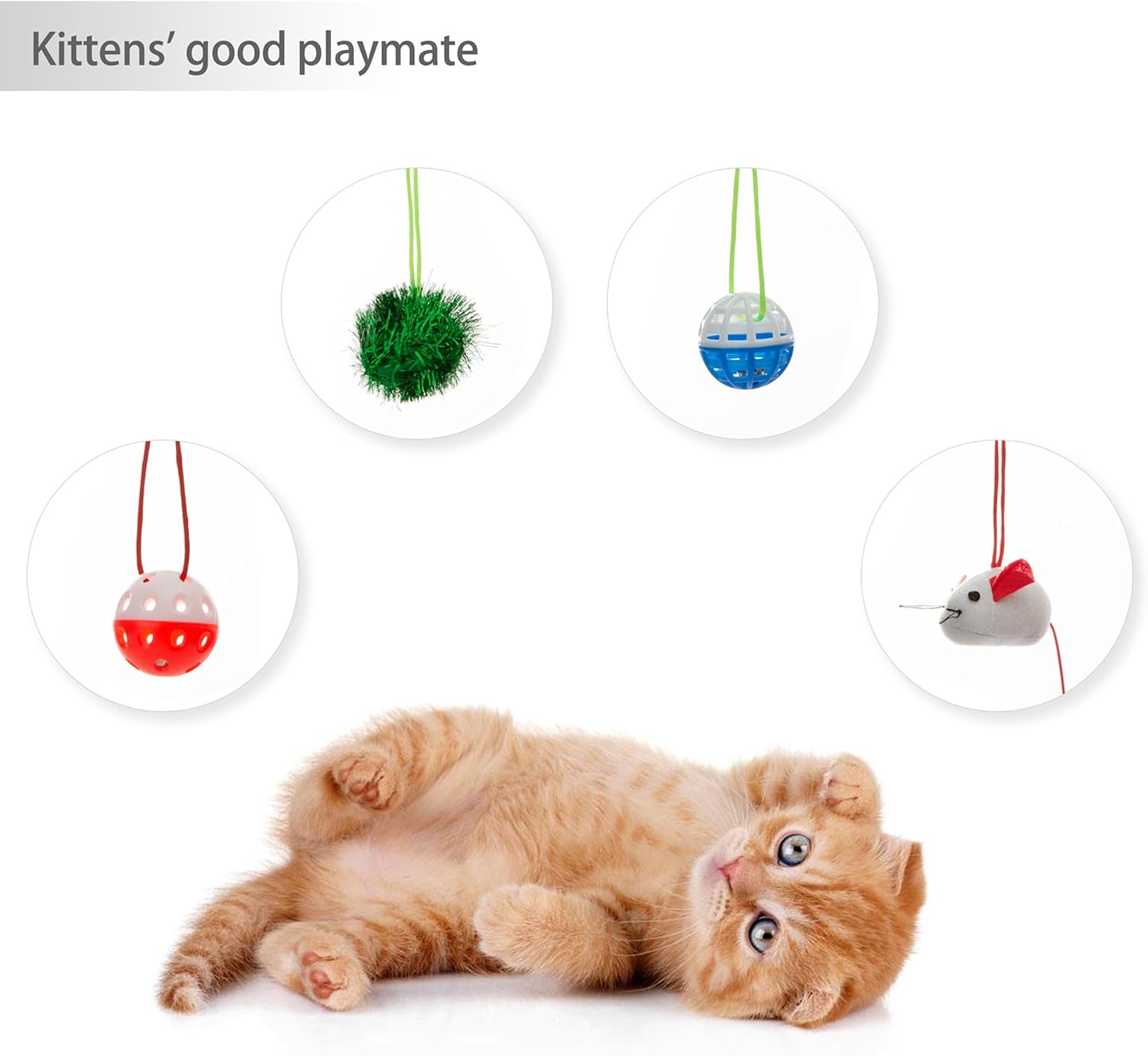 Detalle de Tofern Multi-Function Pet Kitten Cat Interactive Activity Toy Mat (Zebra) – Folding fleece bed, hammock and hanging mouse