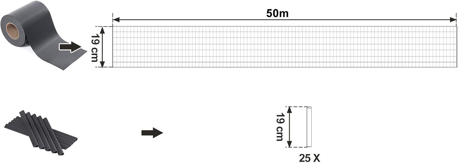 Thumbnail 2 de SONGMICS GPJ50GY Strisce frangivista in PVC extra spesse 50 m x 19 cm – 25 clip di fissaggio