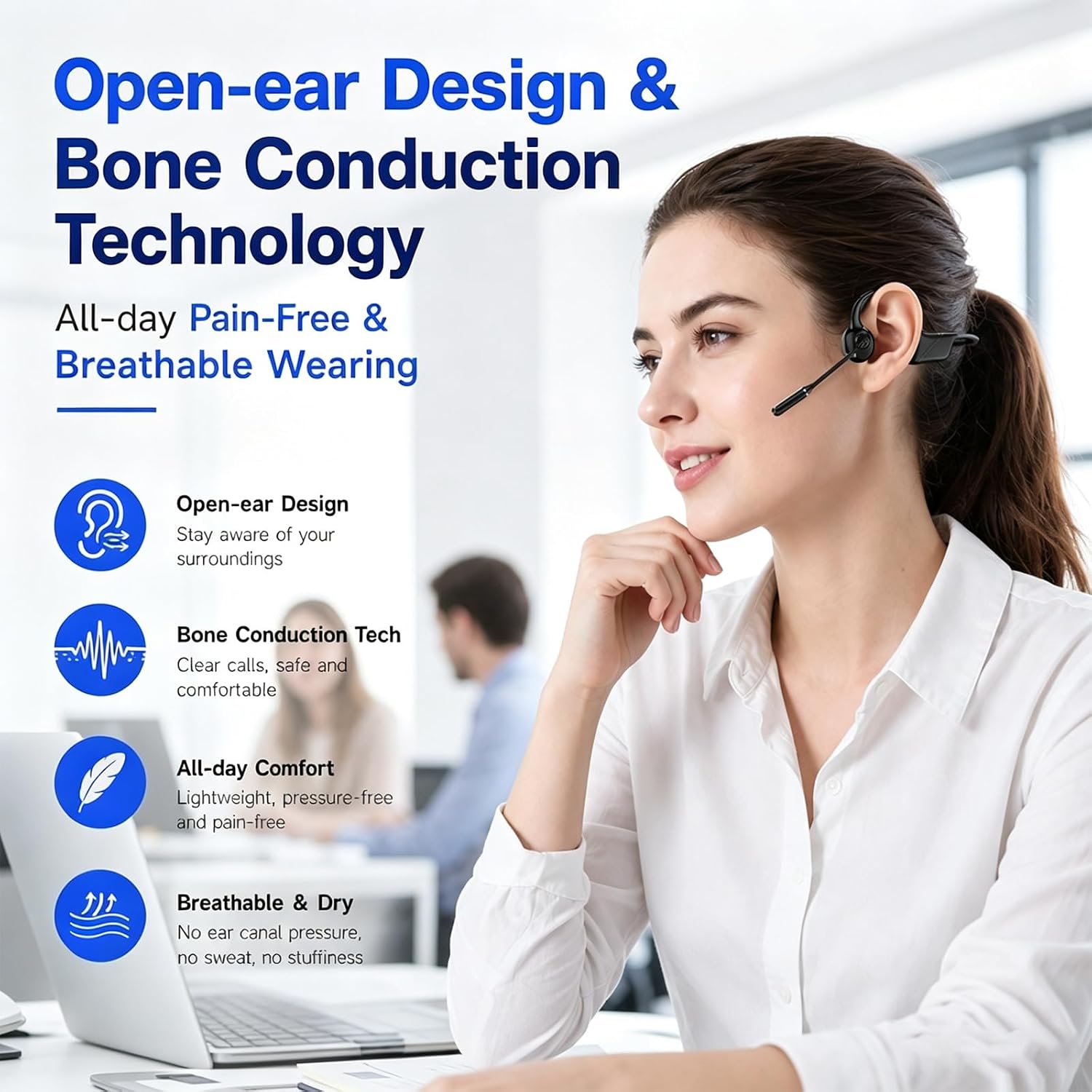 Detalle de Open-Ear Bone Conduction Headset with Bluetooth 6.0