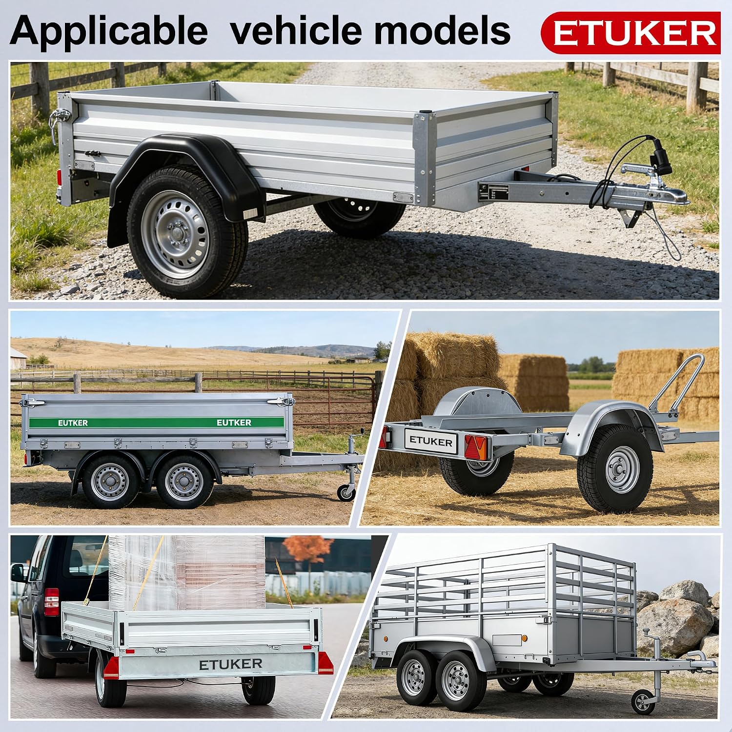 Thumbnail 6 de ETUKER 2x Front Marker Lights White 12V-24V LED Outline Marker Lamps for Truck, Caravan and More