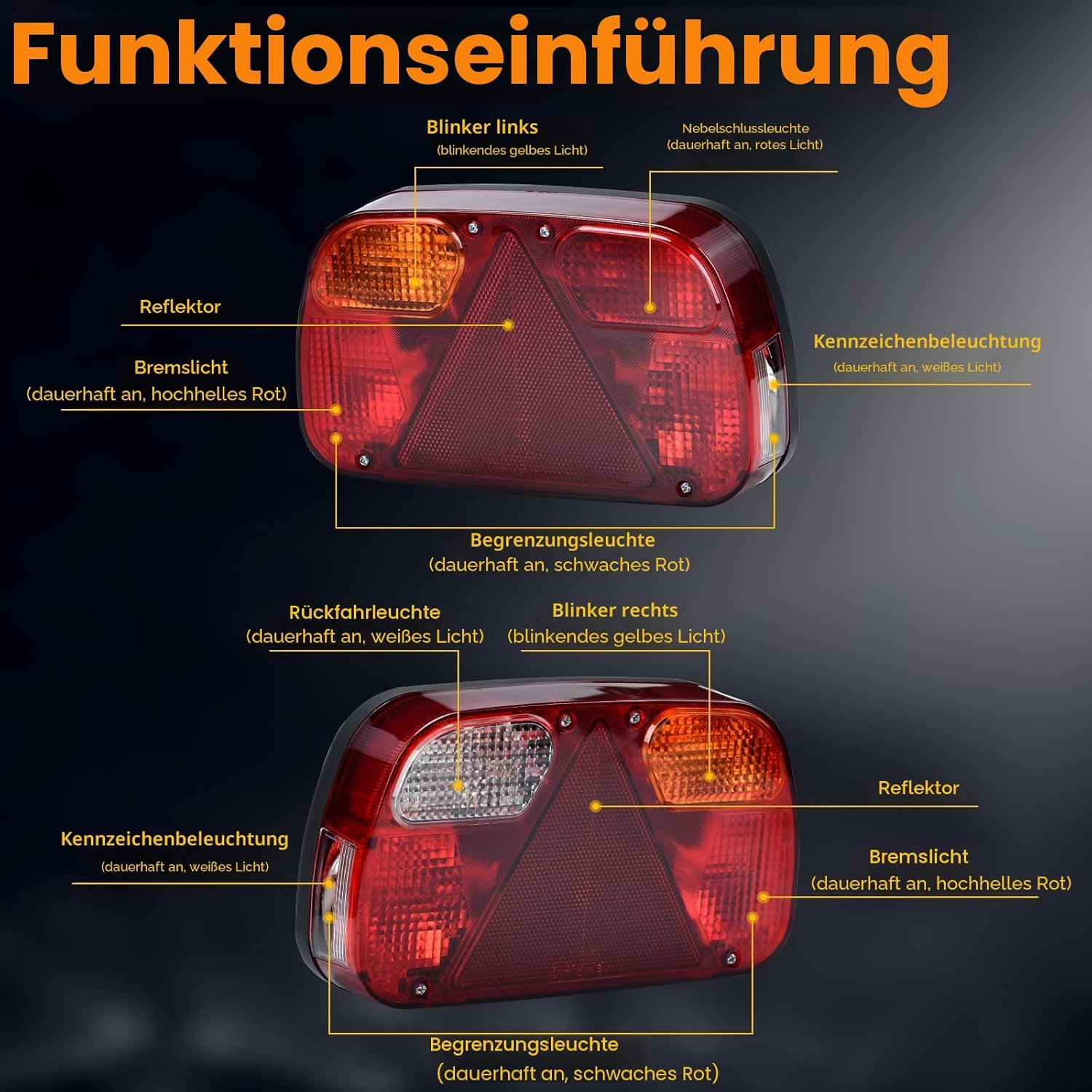 Detalle de Aissom Rückleuchten Set 12V für Anhänger