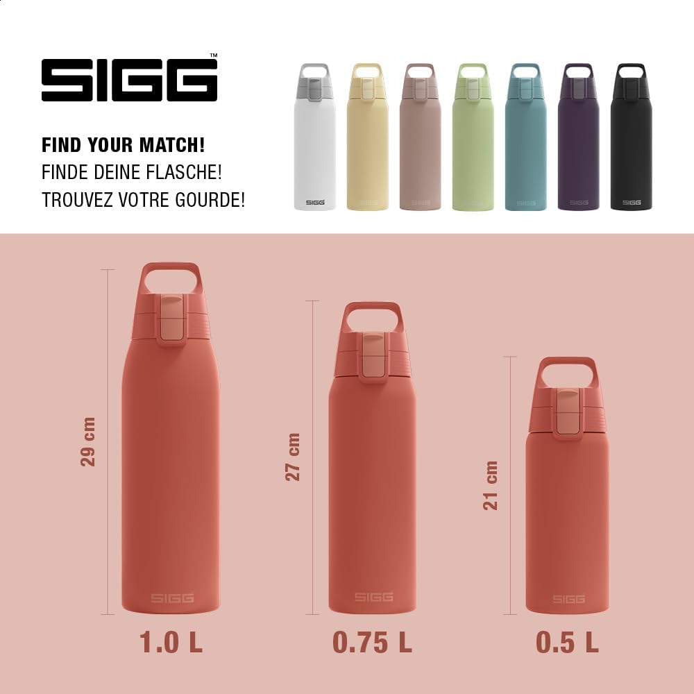 Detalle de SIGG Shield Therm One isolierte Trinkflasche (Shield Therm One) – auslaufsicher, BPA-frei, für kohlensäurehaltige Getränke, 0,5–1 L