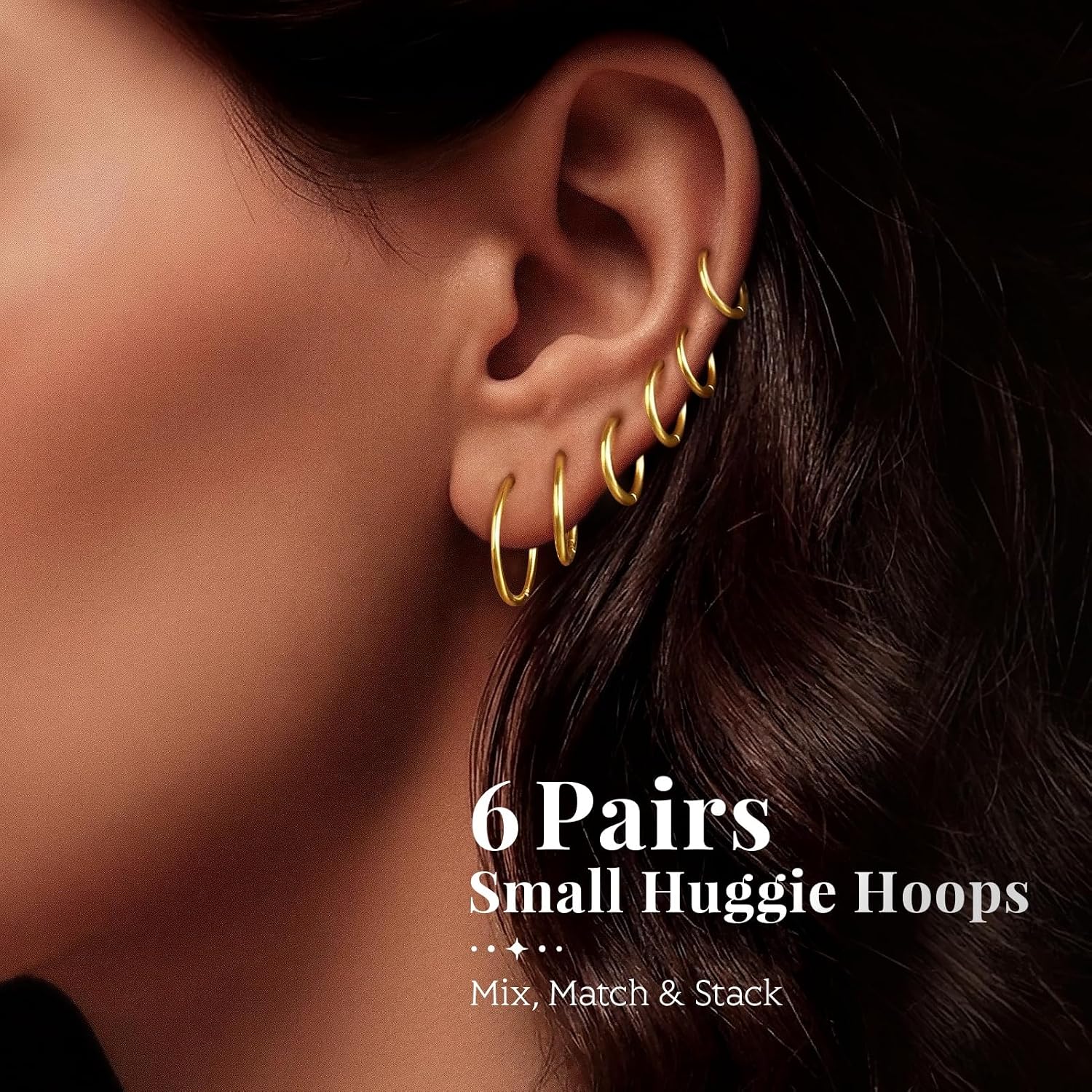 Detalle 2 de 17KM Gold Hoop Earrings, 14K Gold-Plated
