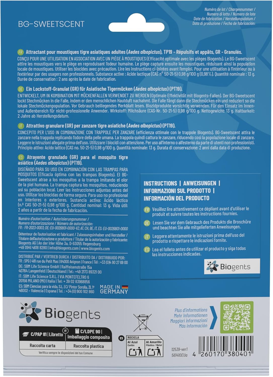 Thumbnail 1 de Recharges BIOGENTS BG-SWEETSCENTX3 pour piège extérieur anti-moustiques BG-MOSQUITAIRE (pack de saison)