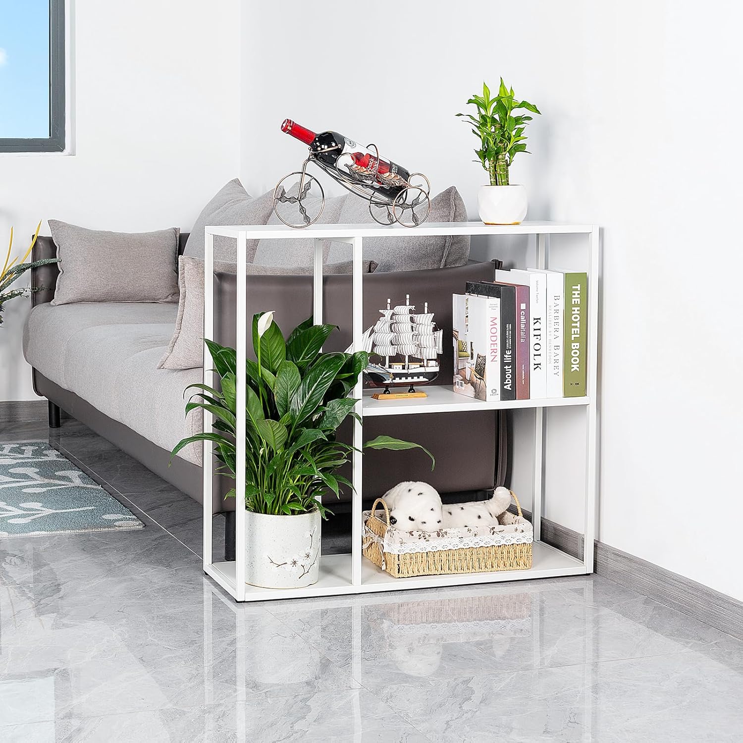 Thumbnail 1 de HDANI Tavolo Consolle Ingresso – 80×25×75 cm, Telaio in Acciaio Bianco